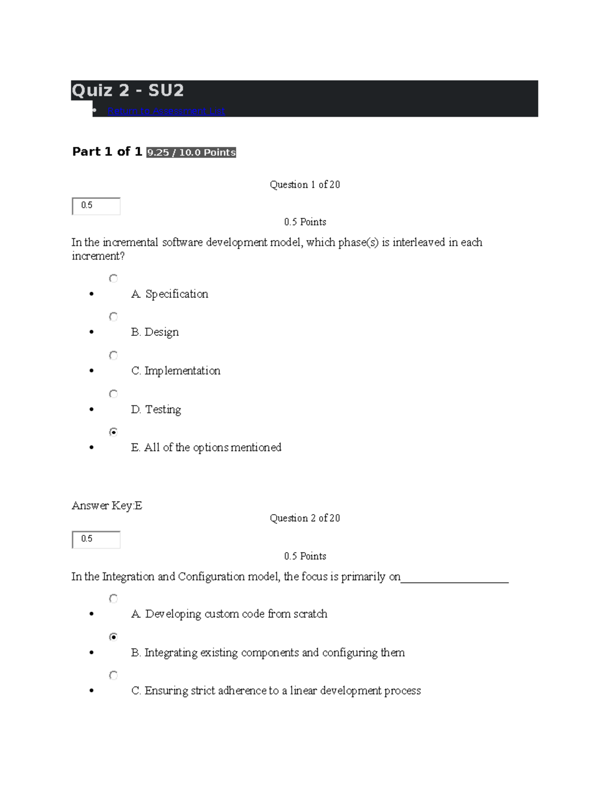 Quiz 2 - Software Development Models Assessment Notes - Studocu