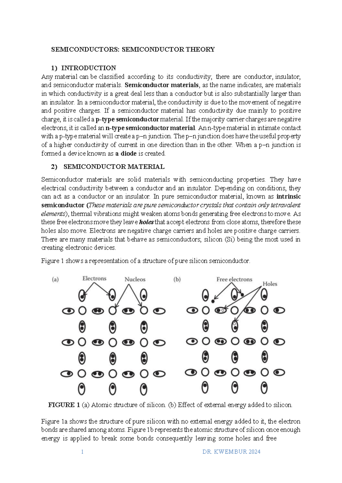 SPH 206 Lecture 1: Introduction to Semiconductor Theory - Studocu