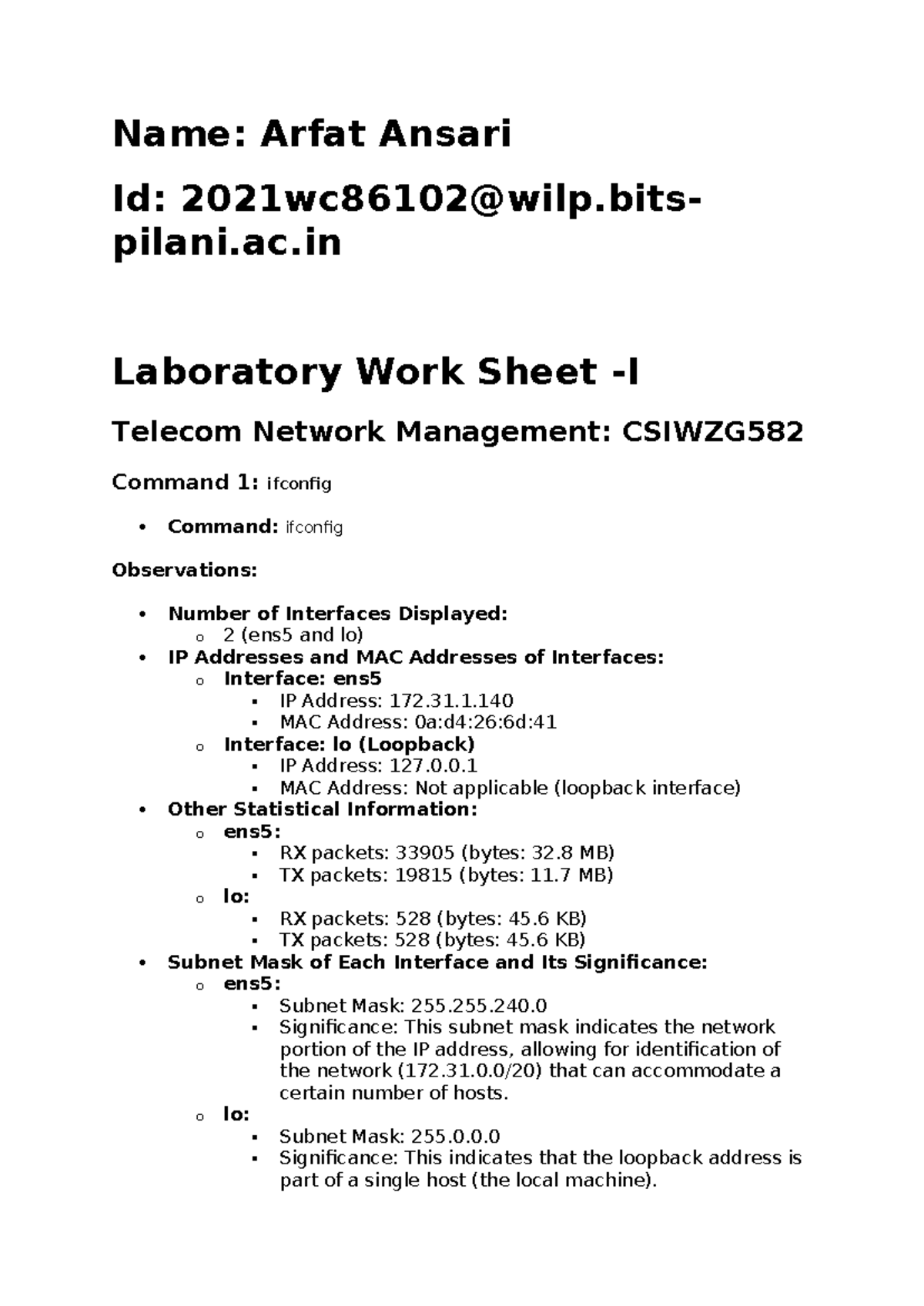 Laboratory Work Sheet - Telecom Network Management (CSIWZG) - Studocu