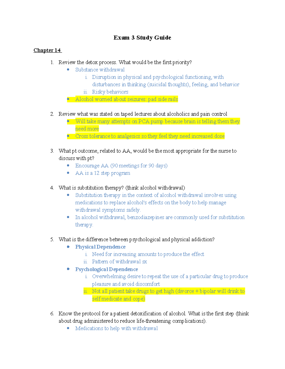 Exam 3 Study Guide: Mental Health Concepts and Interventions - Studocu