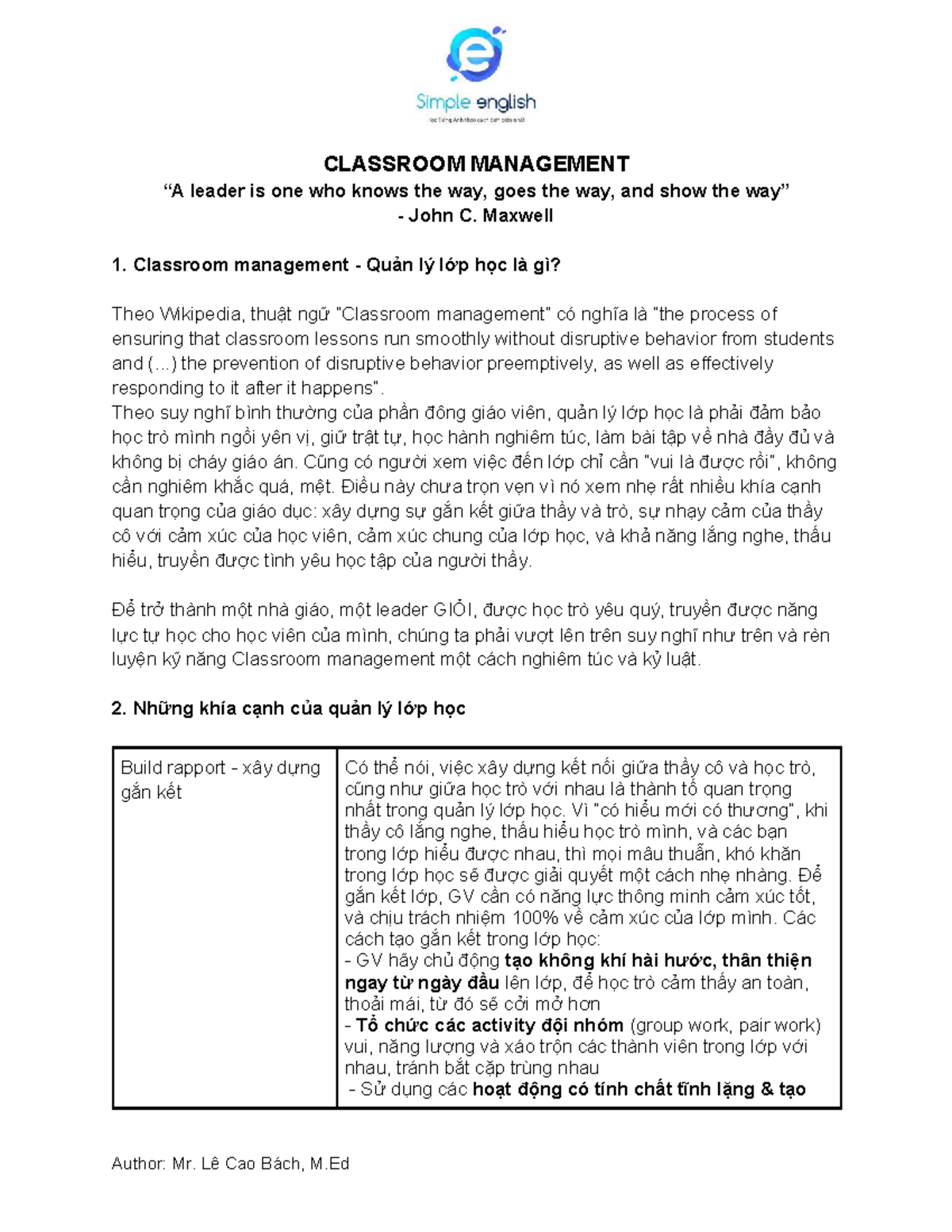 Training - Classroom Management Techniques and Strategies - Studocu