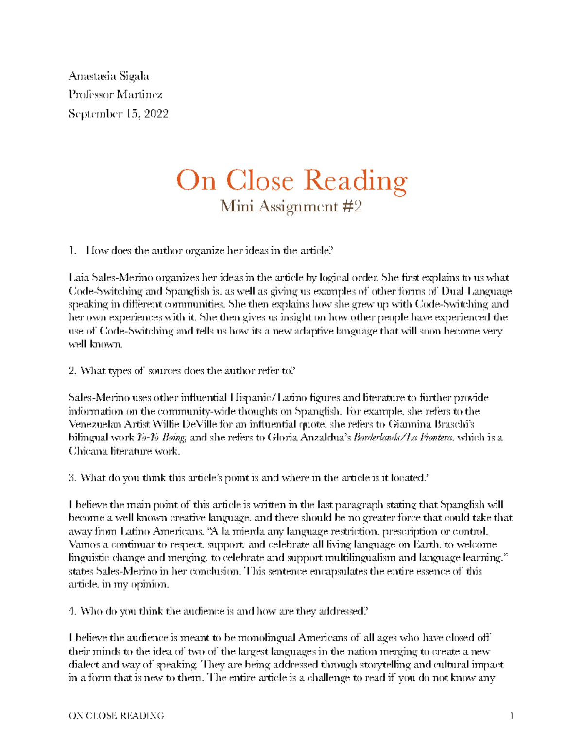 Mini Assignment #2: Analyzing Laia Sales-Merino's Article on Code ...