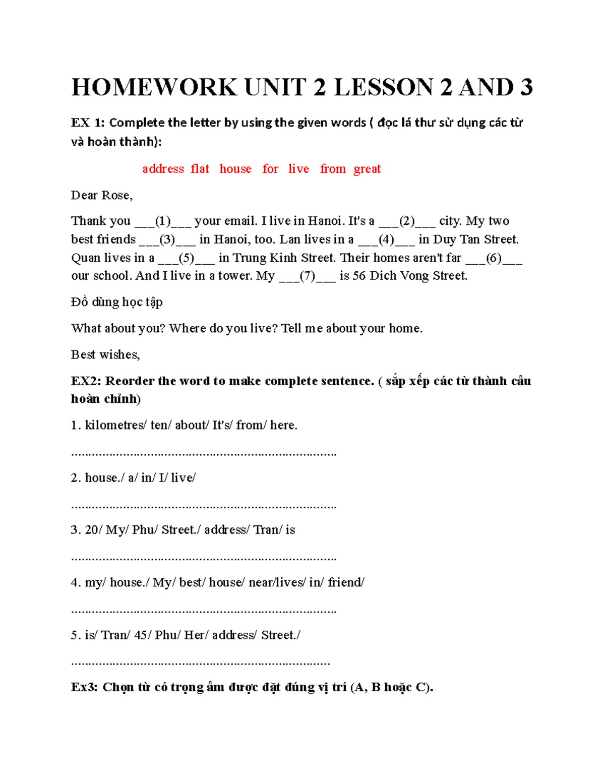Homework UNIT 2 Lessons 2 & 3 Exercises and Answers - Studocu