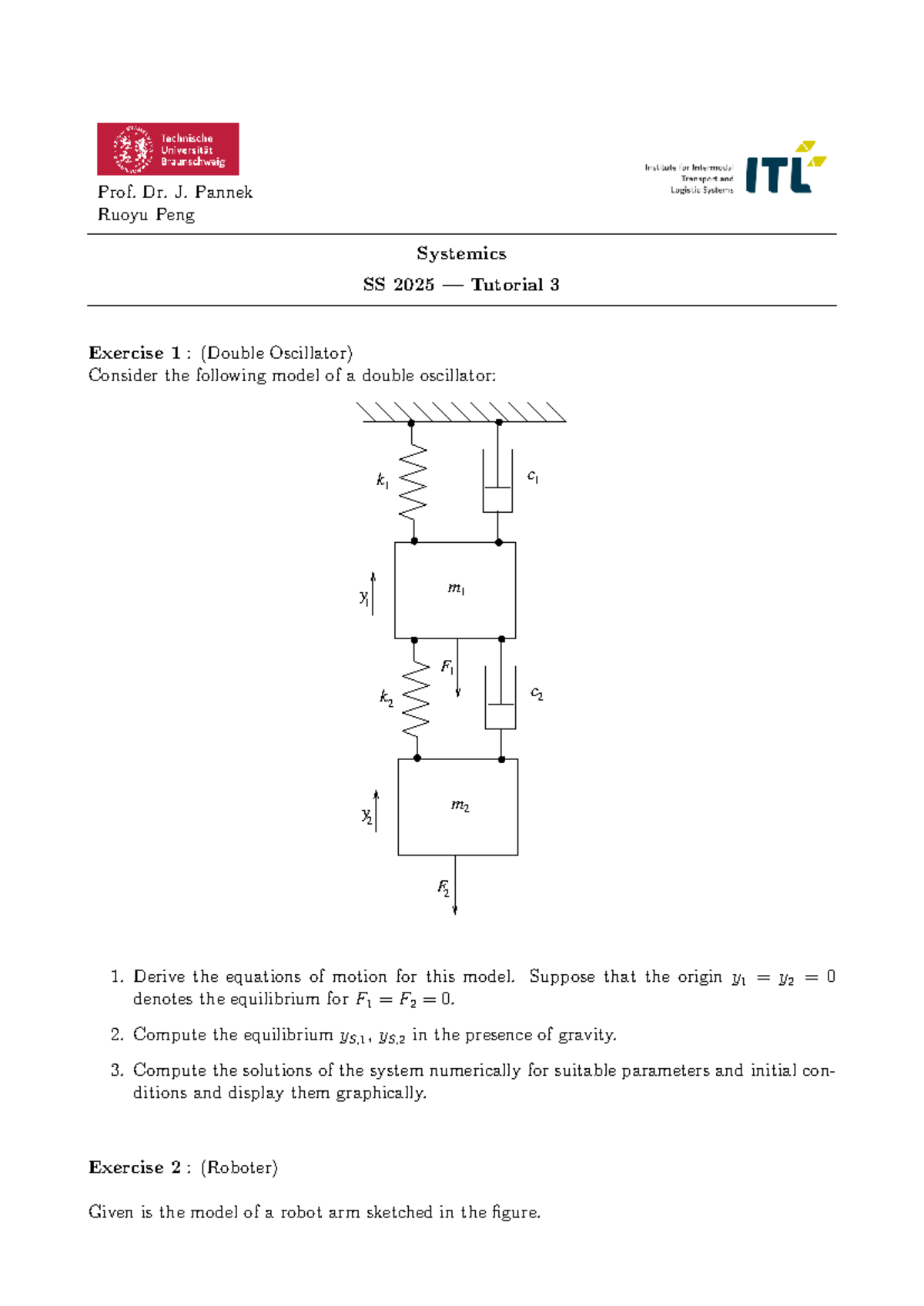 SS 2025 Systemics Tutorial 3: Double Oscillator & Robot Arm Exercises ...
