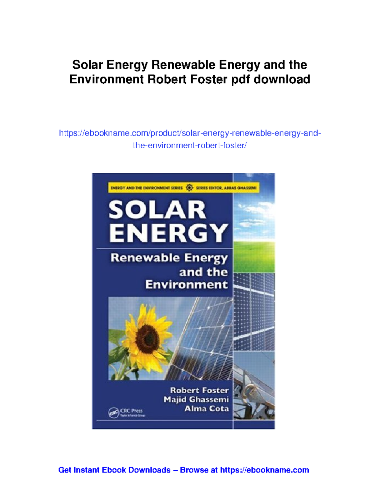 Solar Energy: Renewable Energy & the Environment (Course Code: 6949 ...