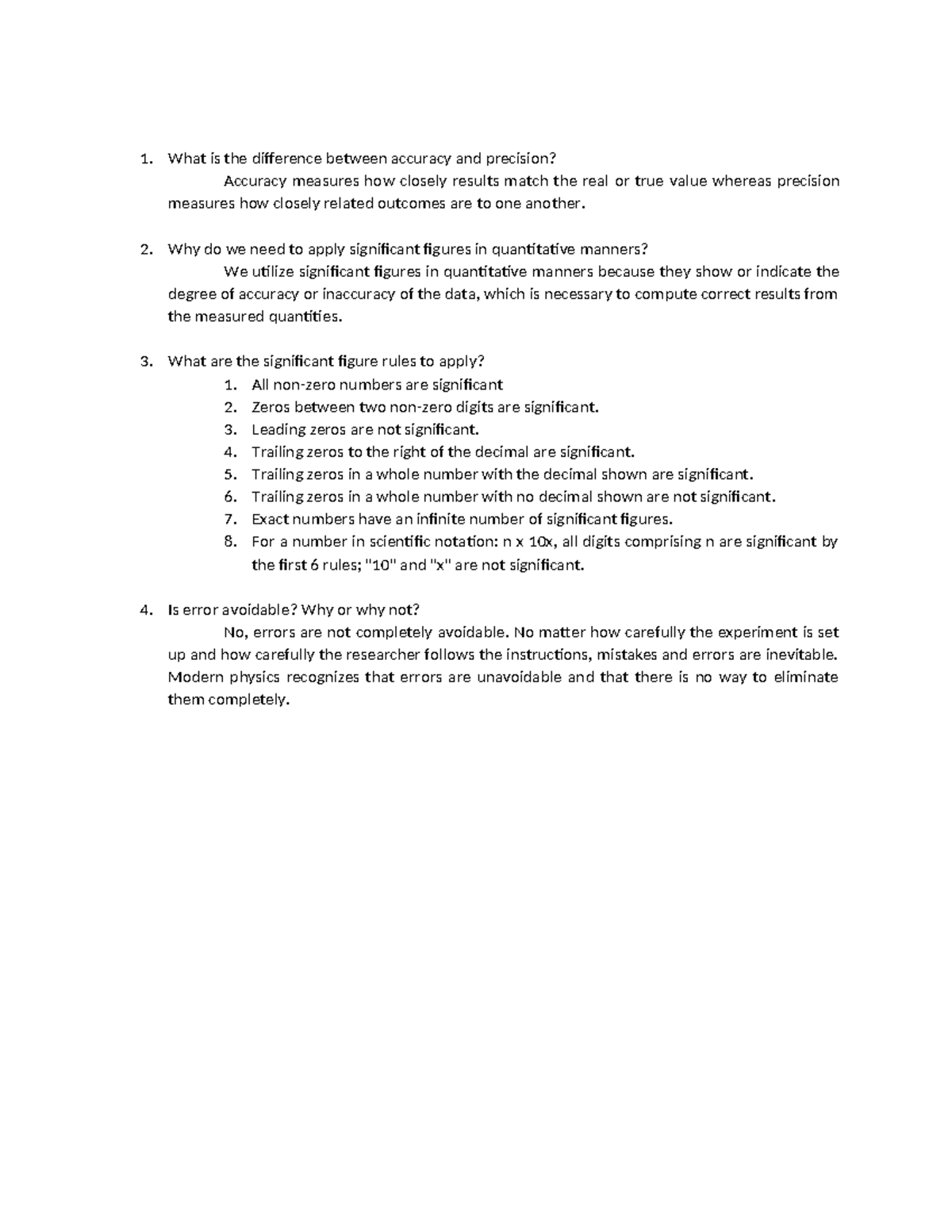 Accuracy and Precision - Assignment Notes - Studocu