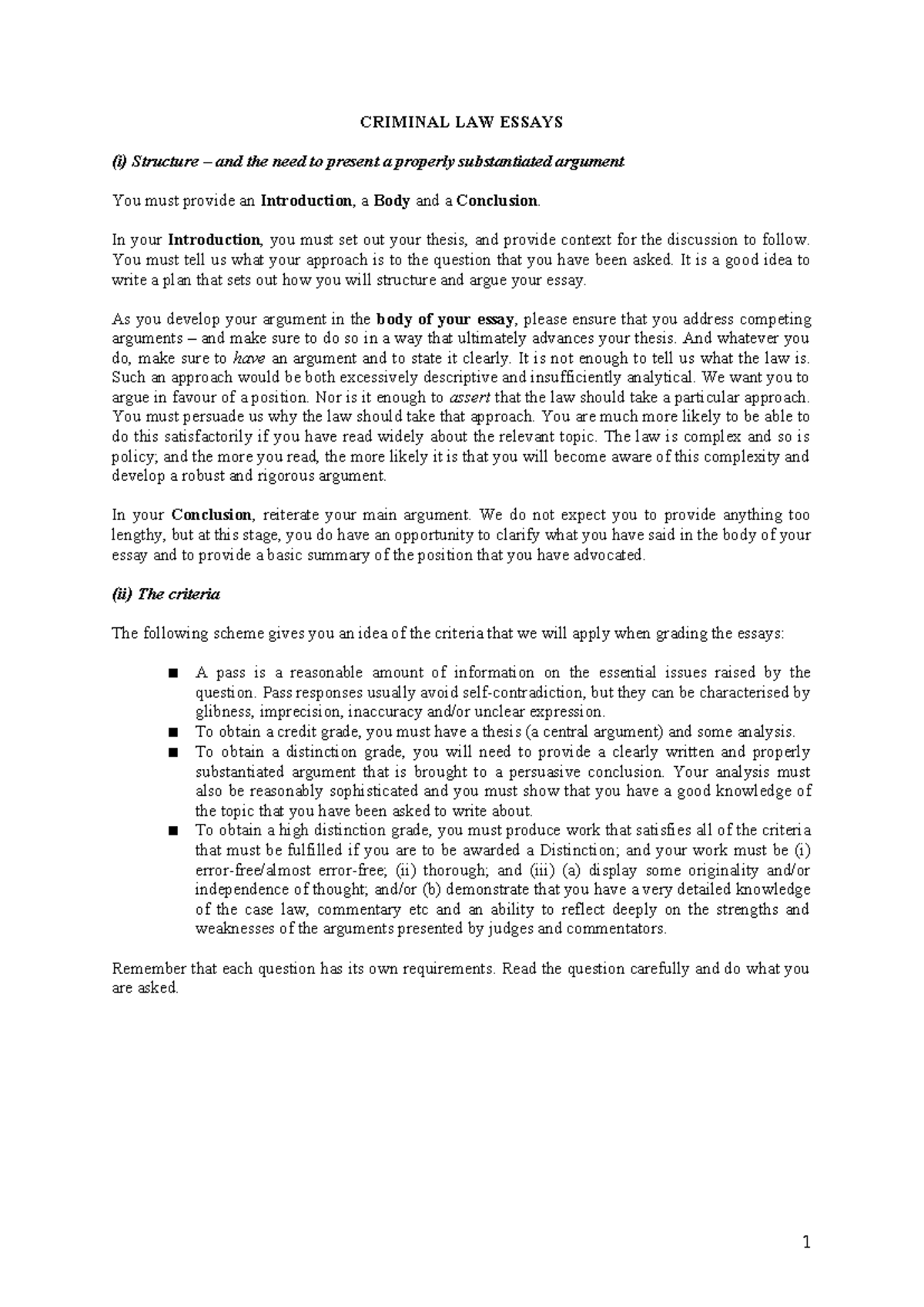 CRIMINAL LAW 101: Effective Essay Writing Tips & Criteria - Studocu