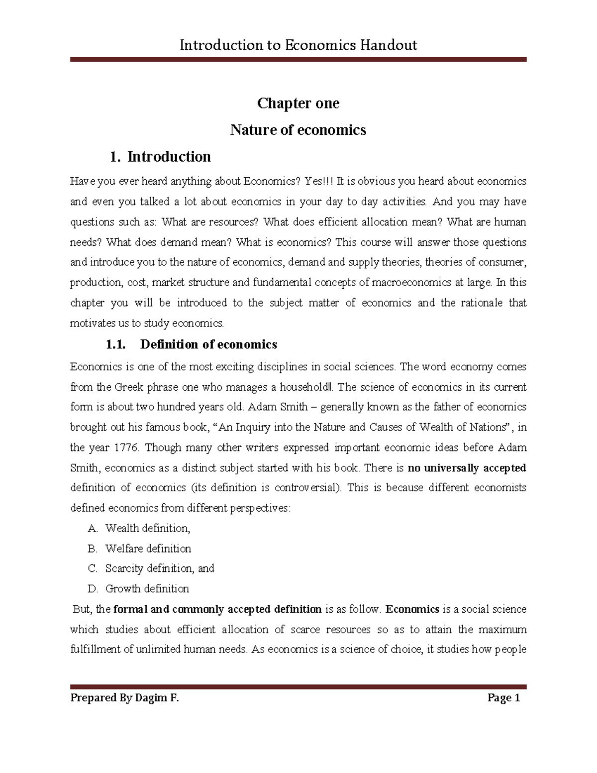 Introduction to Economics: Chapter 1 - Nature and Scope of Economics ...
