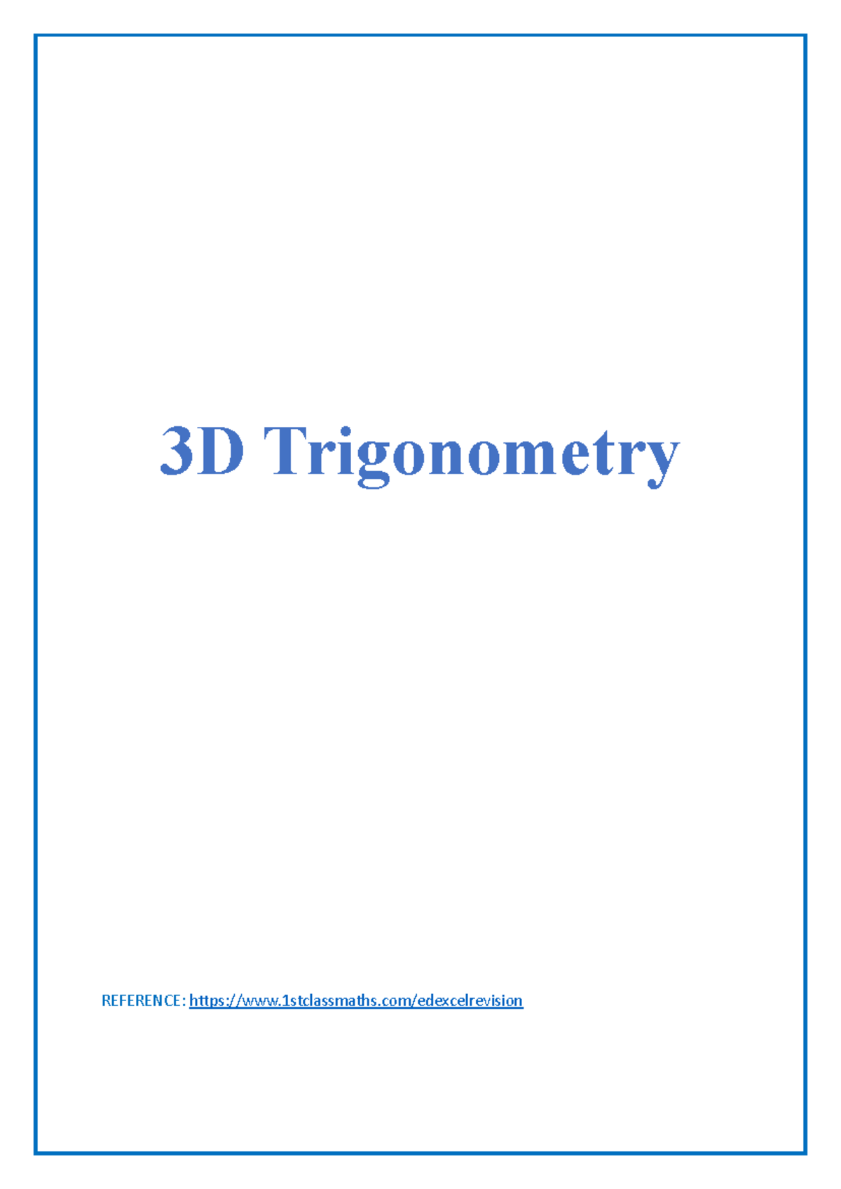3D Trigonometry - Practice - MA5000 - 3D Trigonometry REFERENCE ...