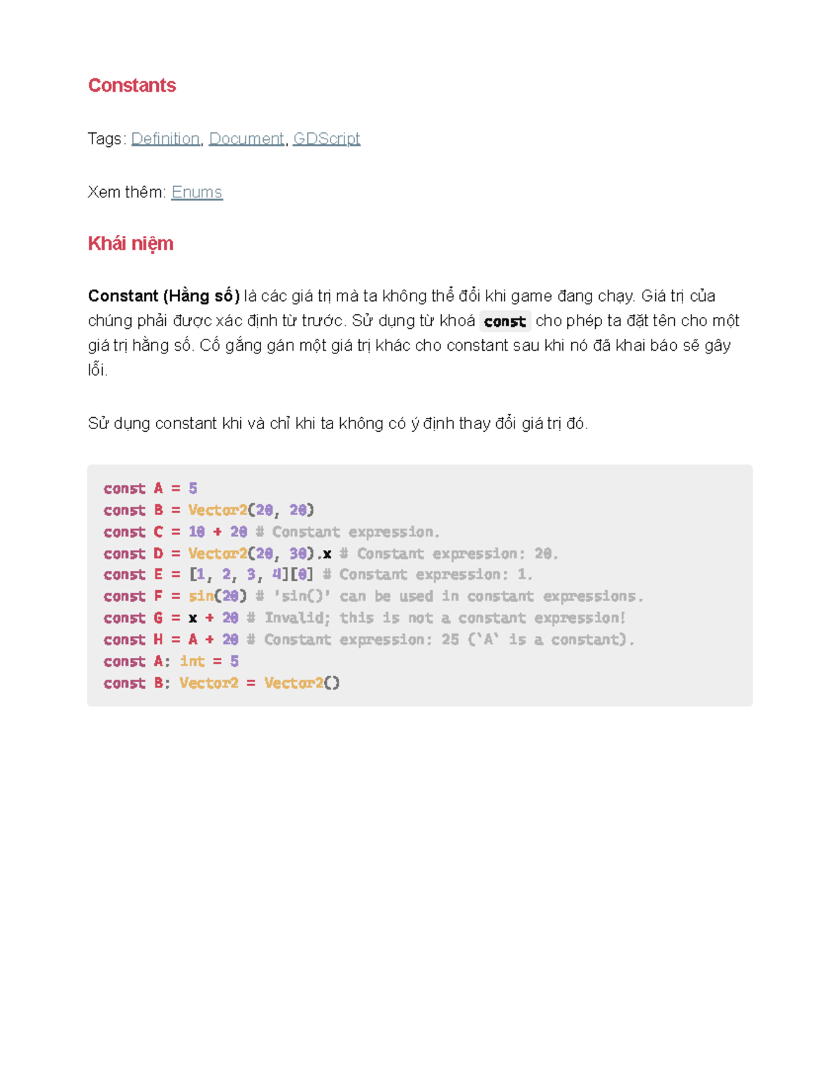 Constants in GDScript - Definition and Usage - Studocu