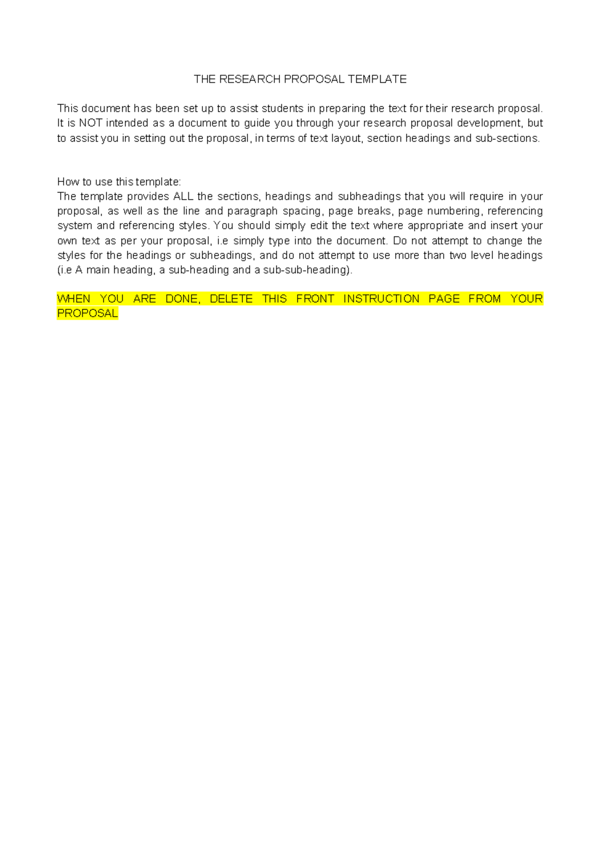Short Research Proposal Template TWP Thuc - Studocu