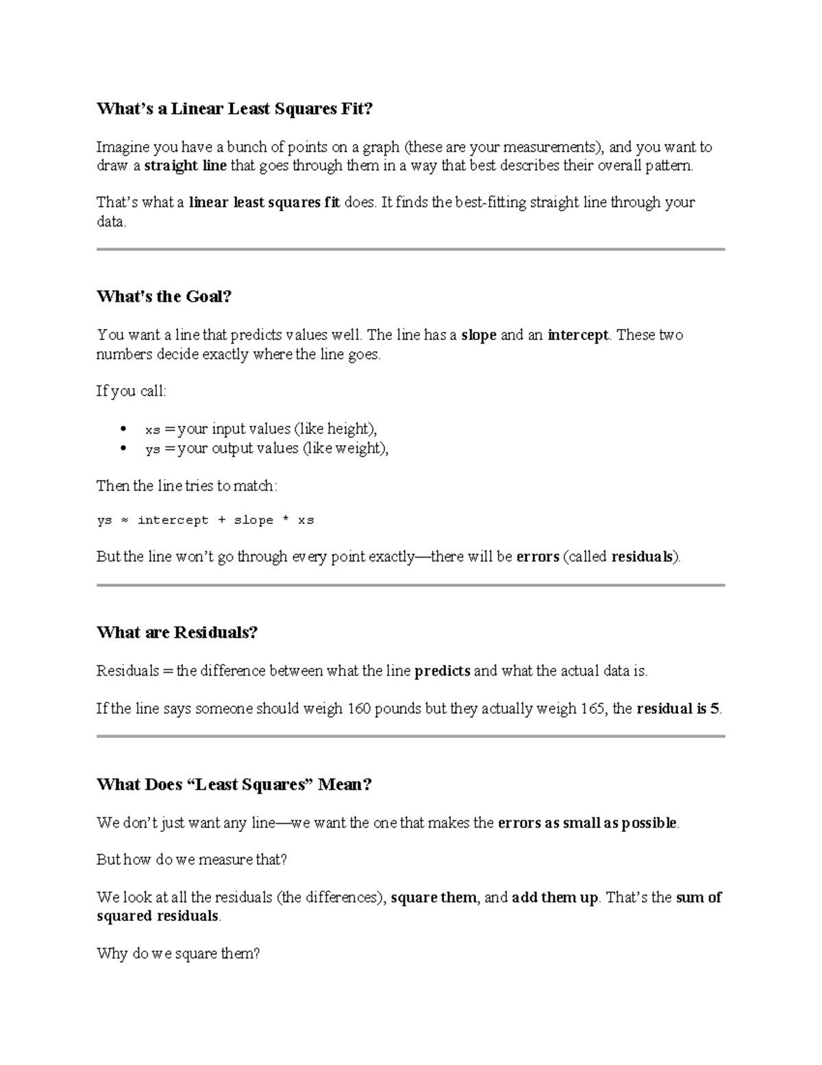 Unit 5 Notes: Linear Least Squares Fit & Predictive Analytics - Studocu
