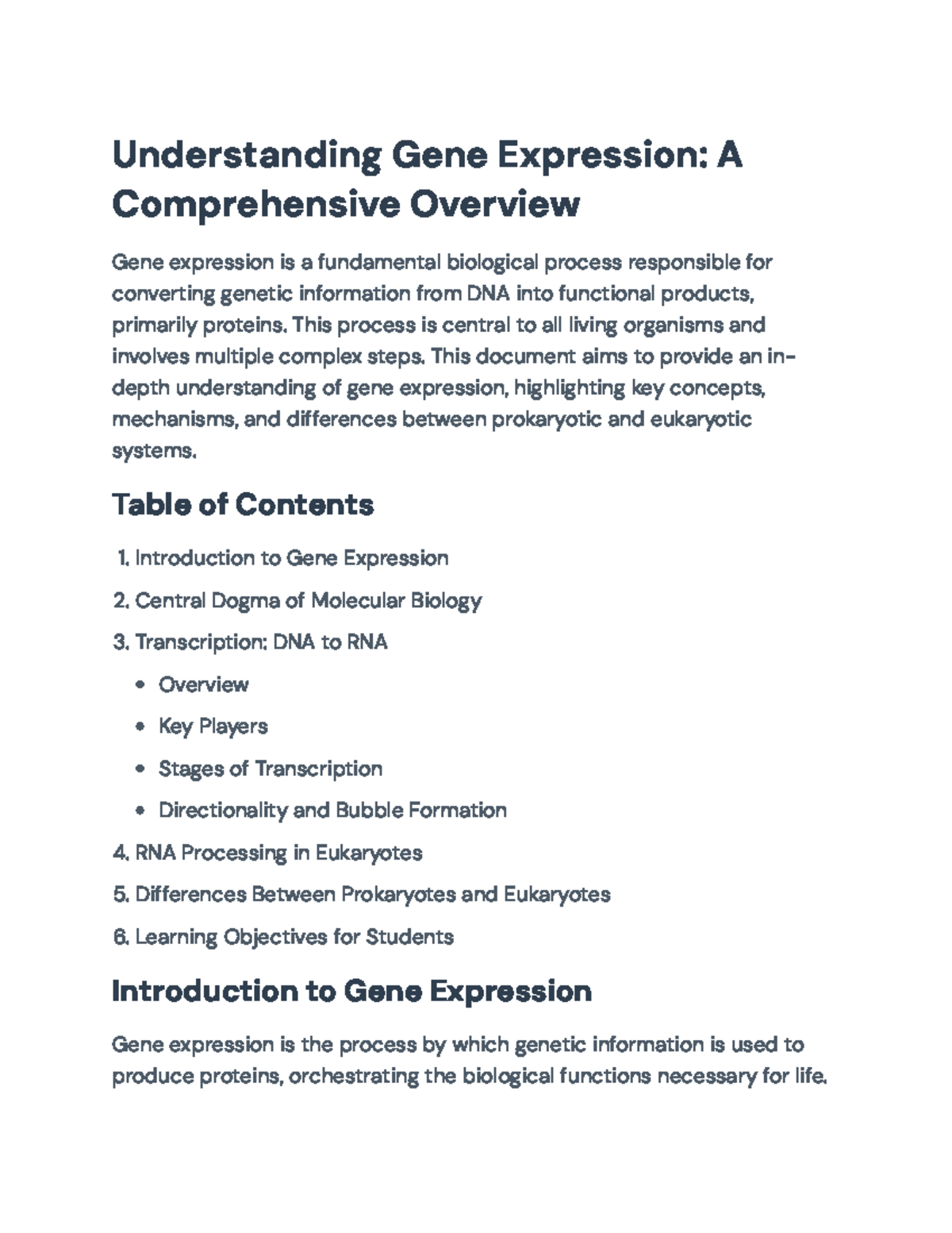 Understanding Gene Expression: Key Concepts and Mechanisms ...