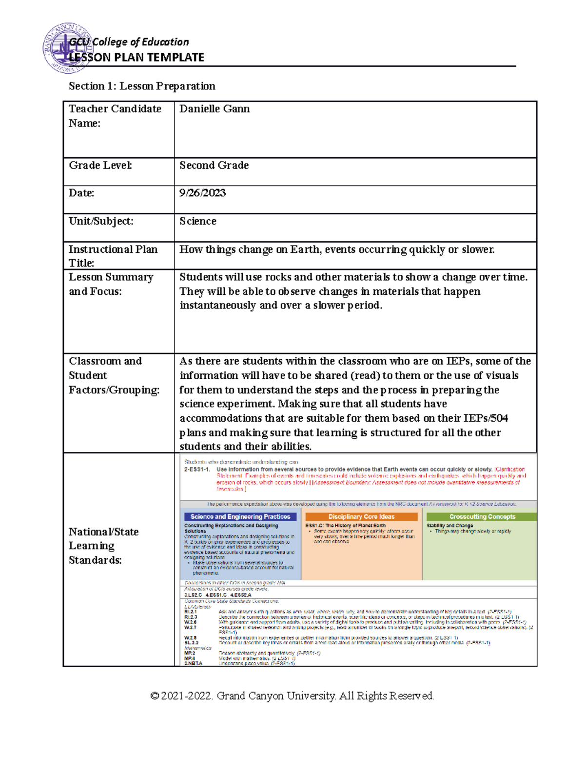 ESD 565 Innovative Science Lesson Plans - LESSON PLAN TEMPLATE Section ...