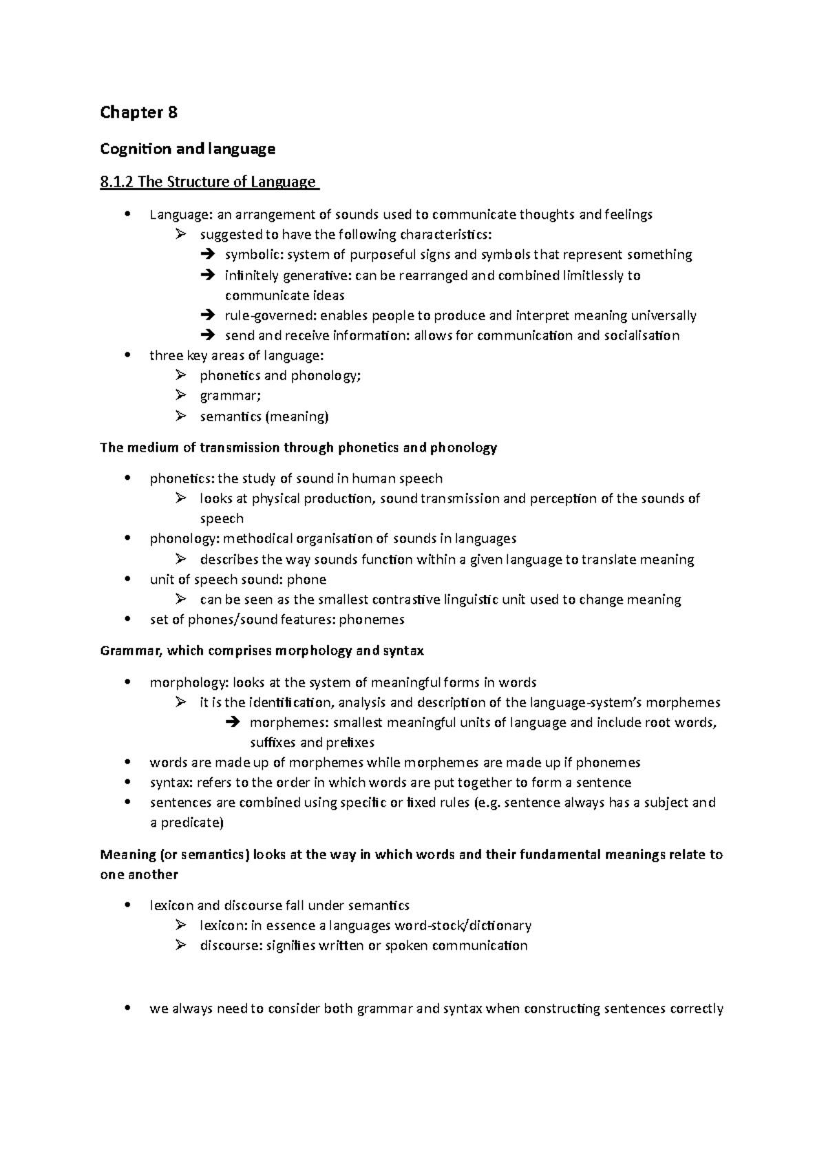 Cognition and Language: Key Concepts and Development - Chapter 8 - Studocu