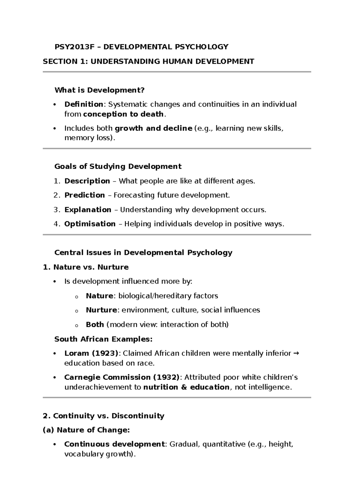 PSY2013F – DEVELOPMENTAL PSYCHOLOGY: UNDERSTANDING HUMAN GROWTH - Studocu