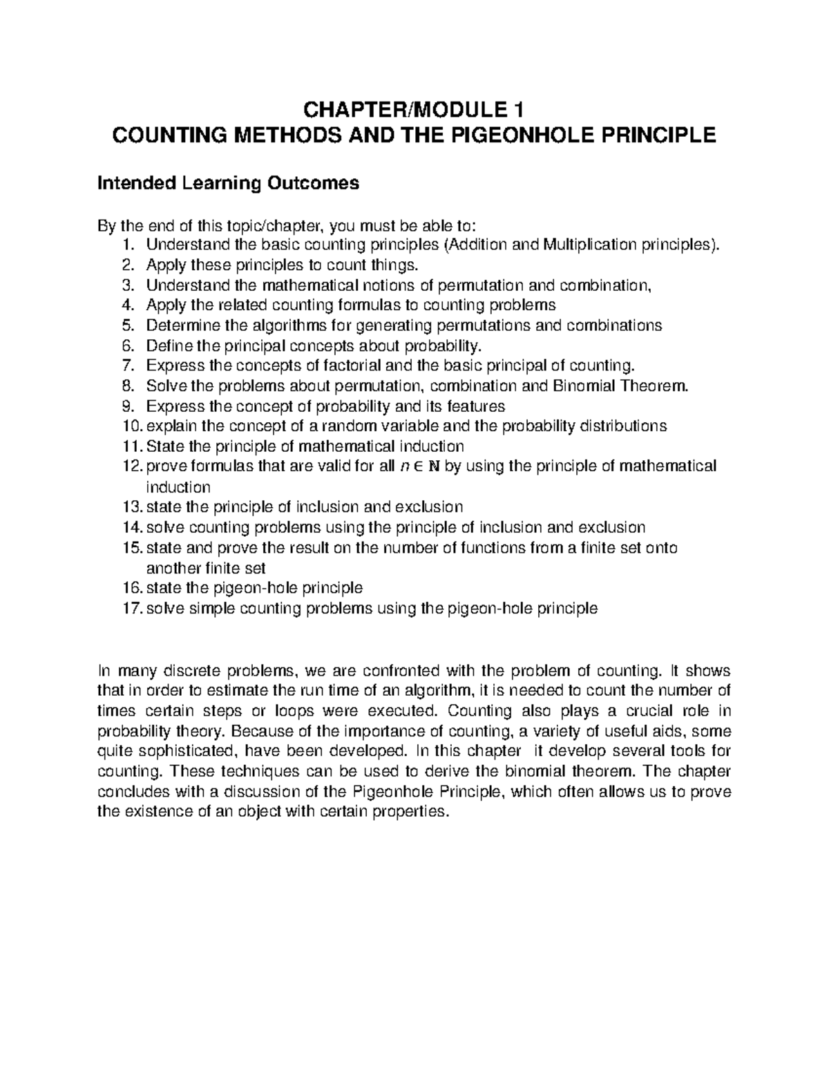 Discrete Structures: Counting Methods & Pigeonhole Principle (CS101 ...