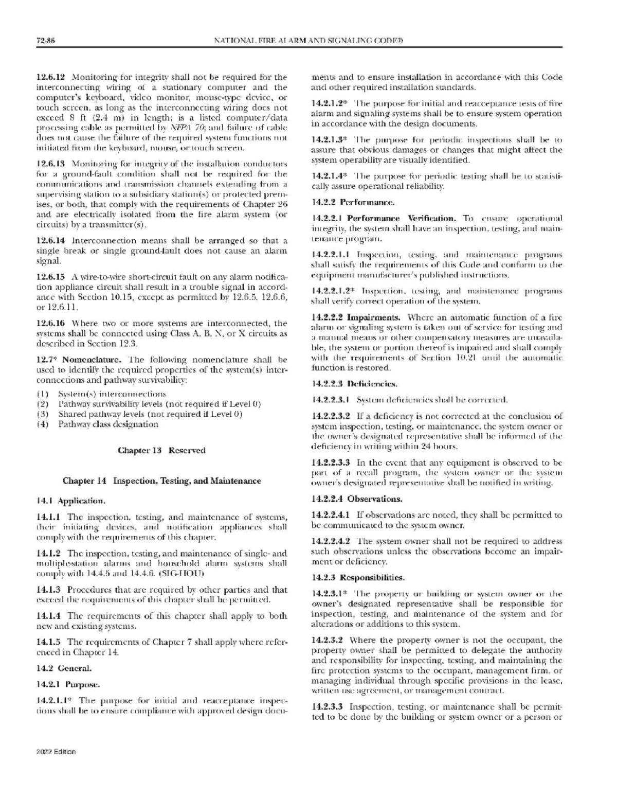 NATIONAL FIRE ALARM AND SIGNALING CODE: Inspection, Testing, and ...