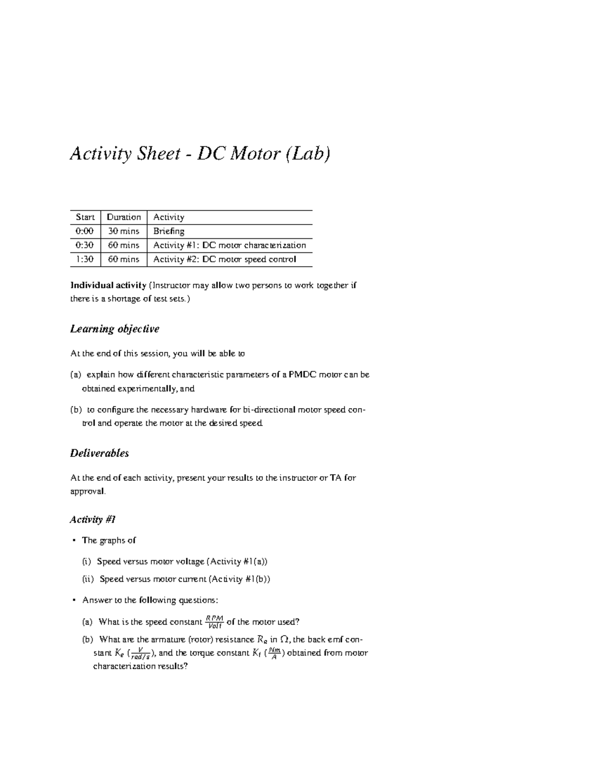 EPP2 Lab Activity: DC Motor Characterization & Speed Control - Studocu