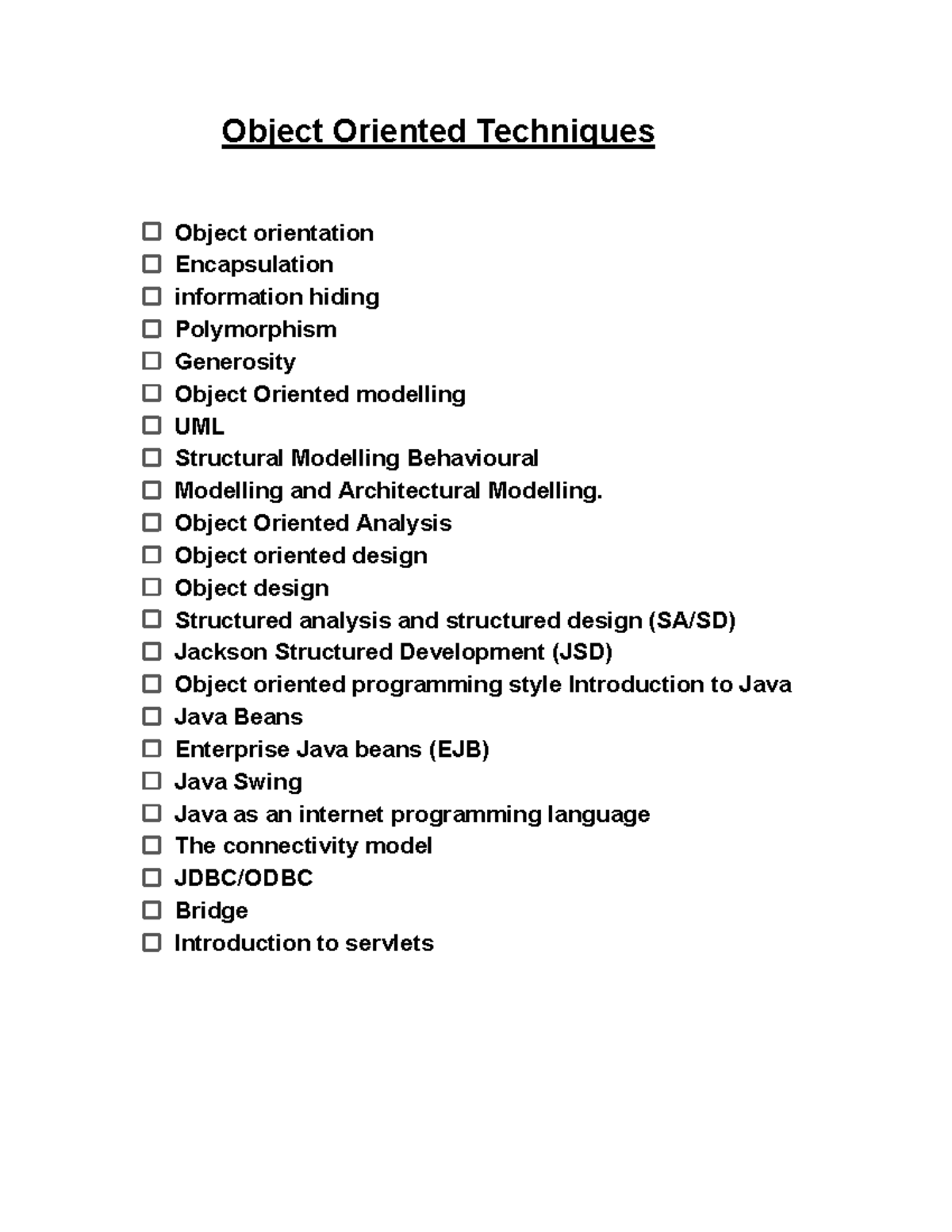 OOPS - good - Object Oriented Techniques Object orientation ...