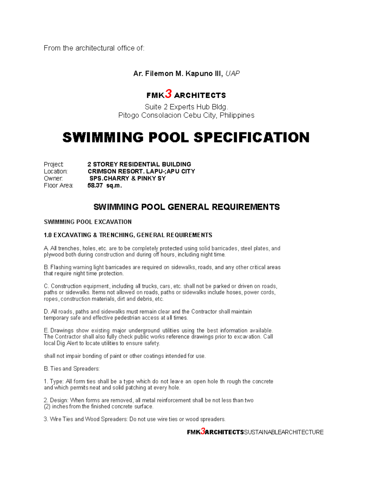 Swimming Pool General Requirements - FMK 3 ARCHITECTS - Studocu