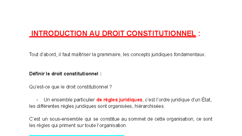 Introduction au Droit Constitutionnel : Concepts et Règles ...