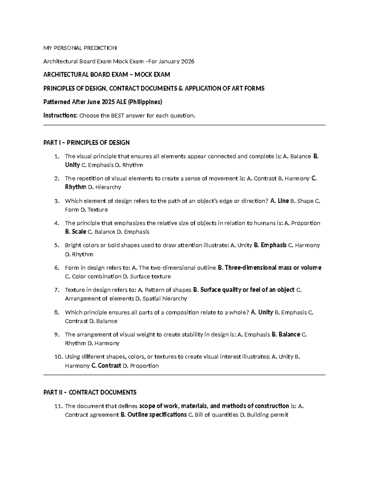 Architectural Board Exam Mock Exam Jan 2026: Design Principles ...