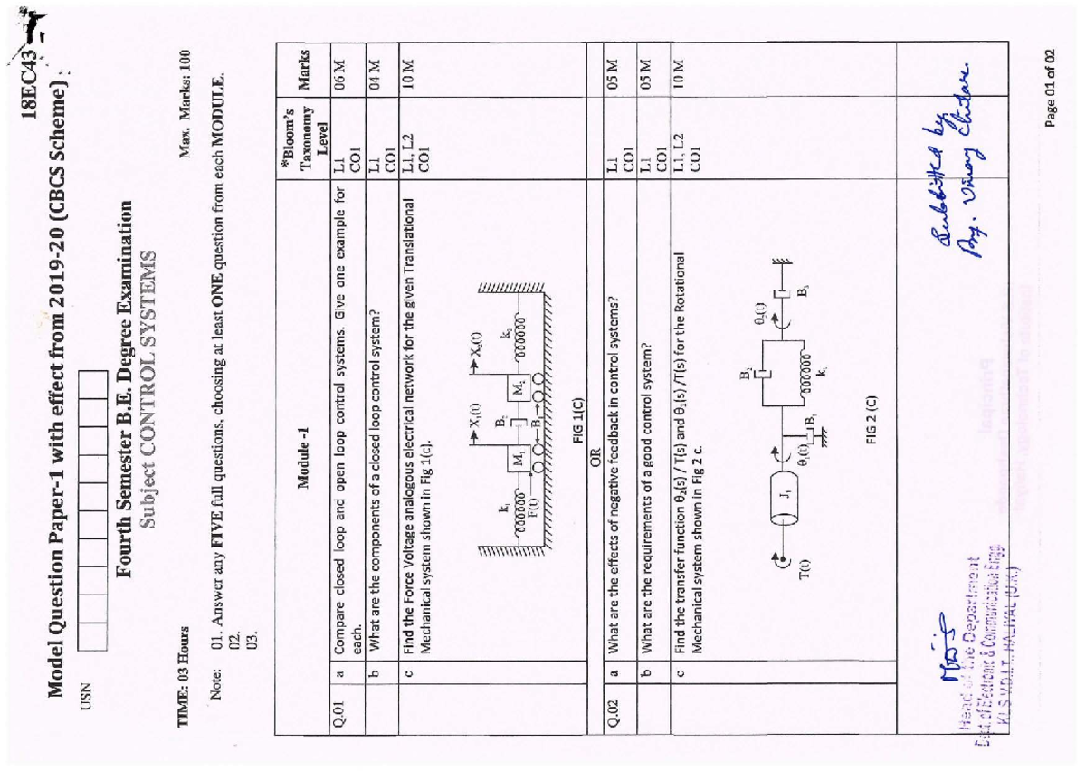 Model paper 1 CS - Electronics and Communication Engineering - Studocu