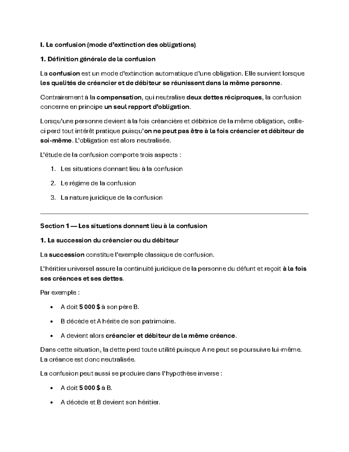 Confusion et Remise de Dette - Cours de Droit CCQ Lecture 06 - Studocu