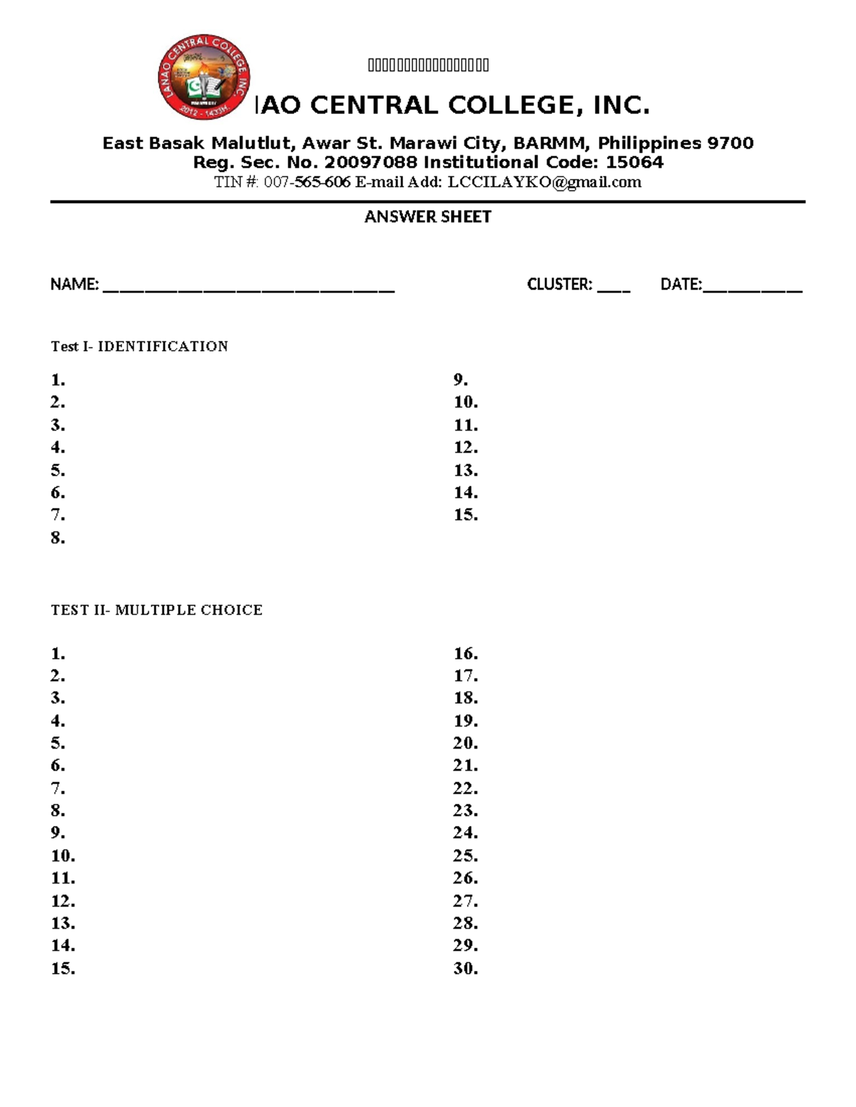 LCC 15064 Quiz: Islamic Knowledge Test Questions - Studocu