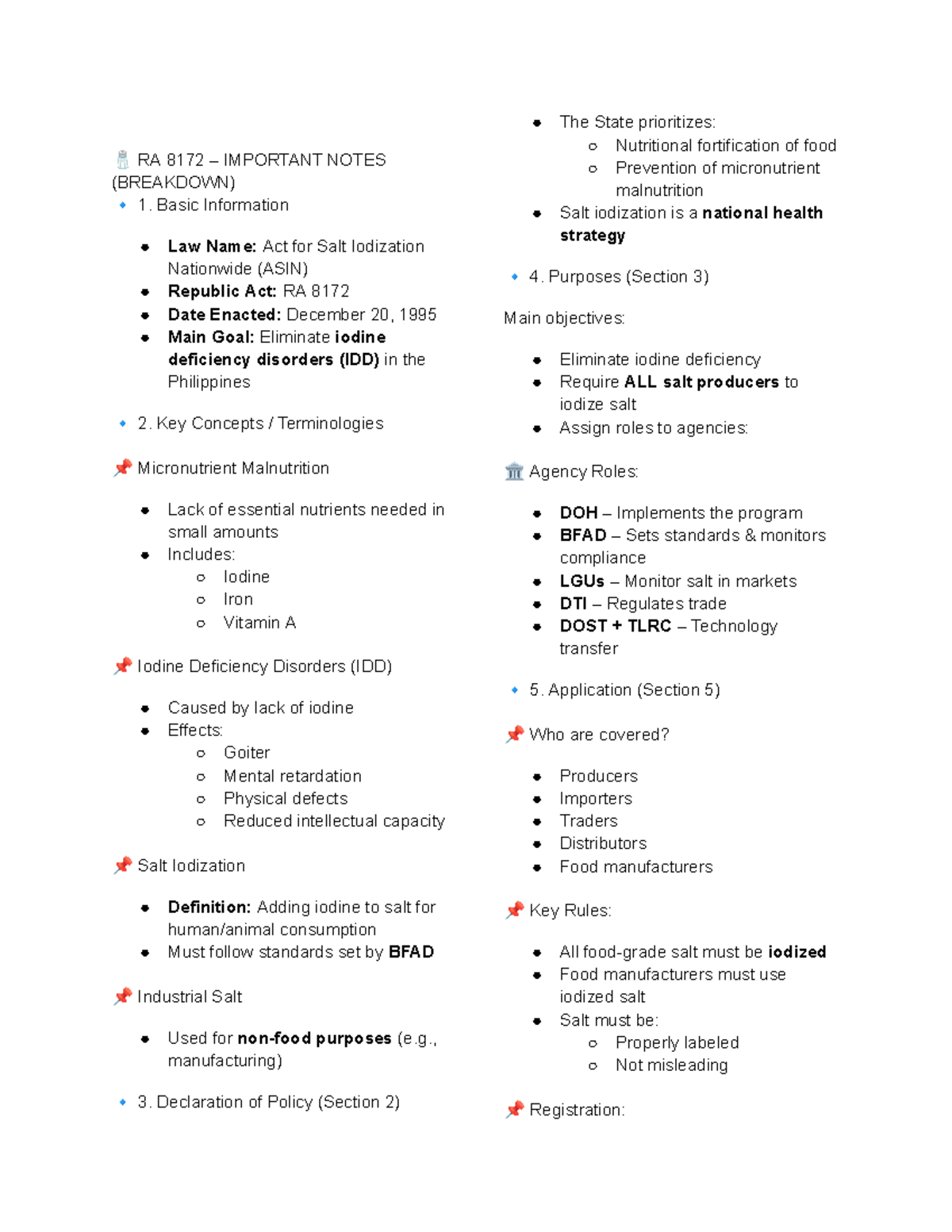 Summary Notes on RA 8172 to RA 8203: Key Concepts and Compliance - Studocu
