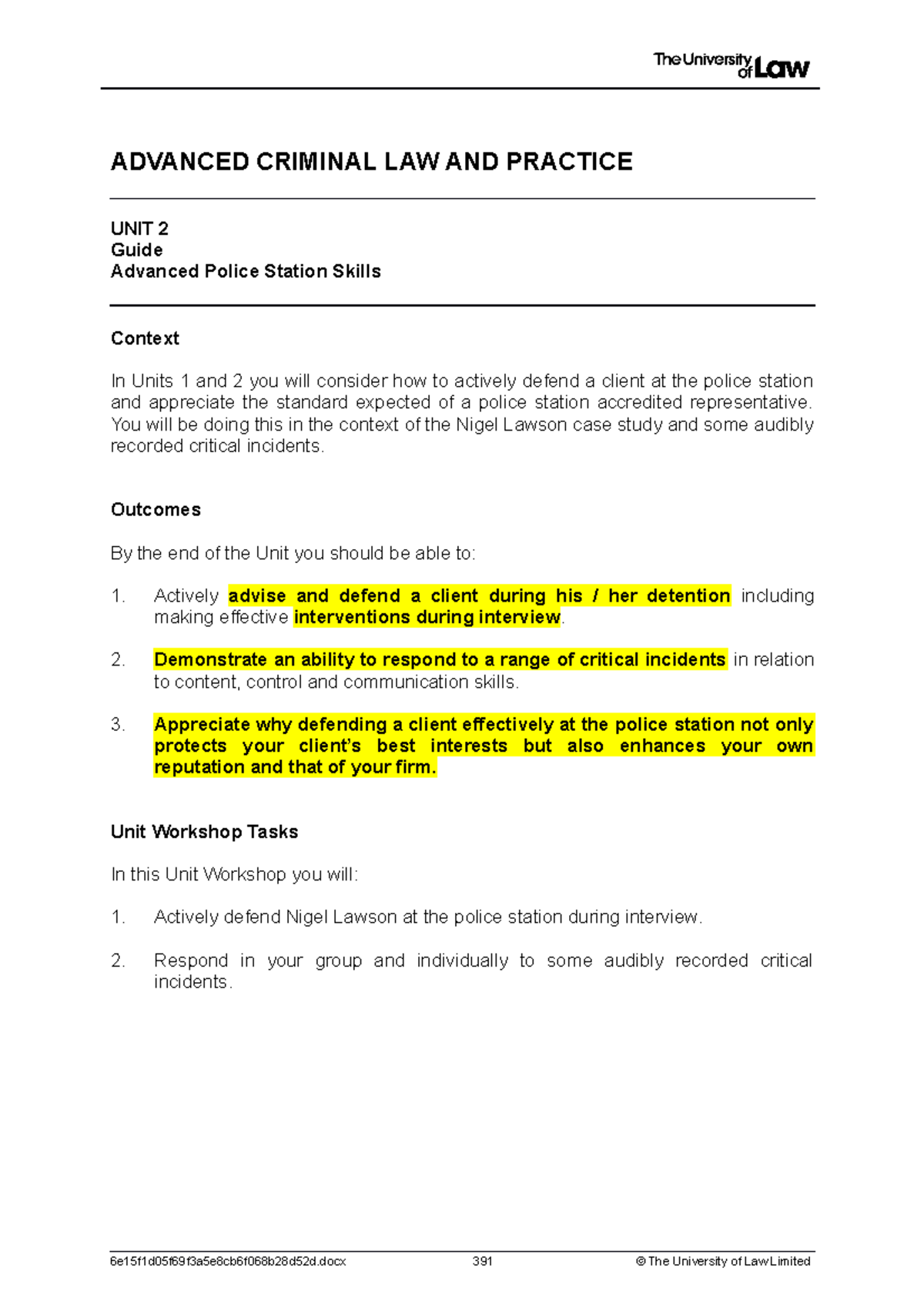 Workshop Guide - 1, 2 & 3 - Advanced Criminal Practice - ADVANCED ...