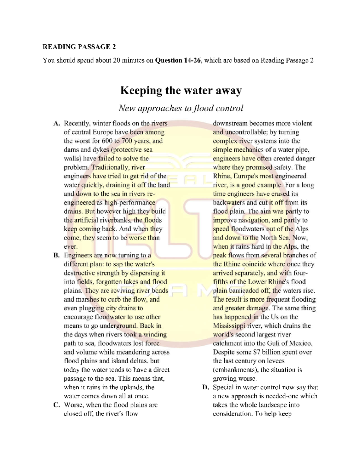 Flood Control Approaches (Reading Passage 2) - Studocu