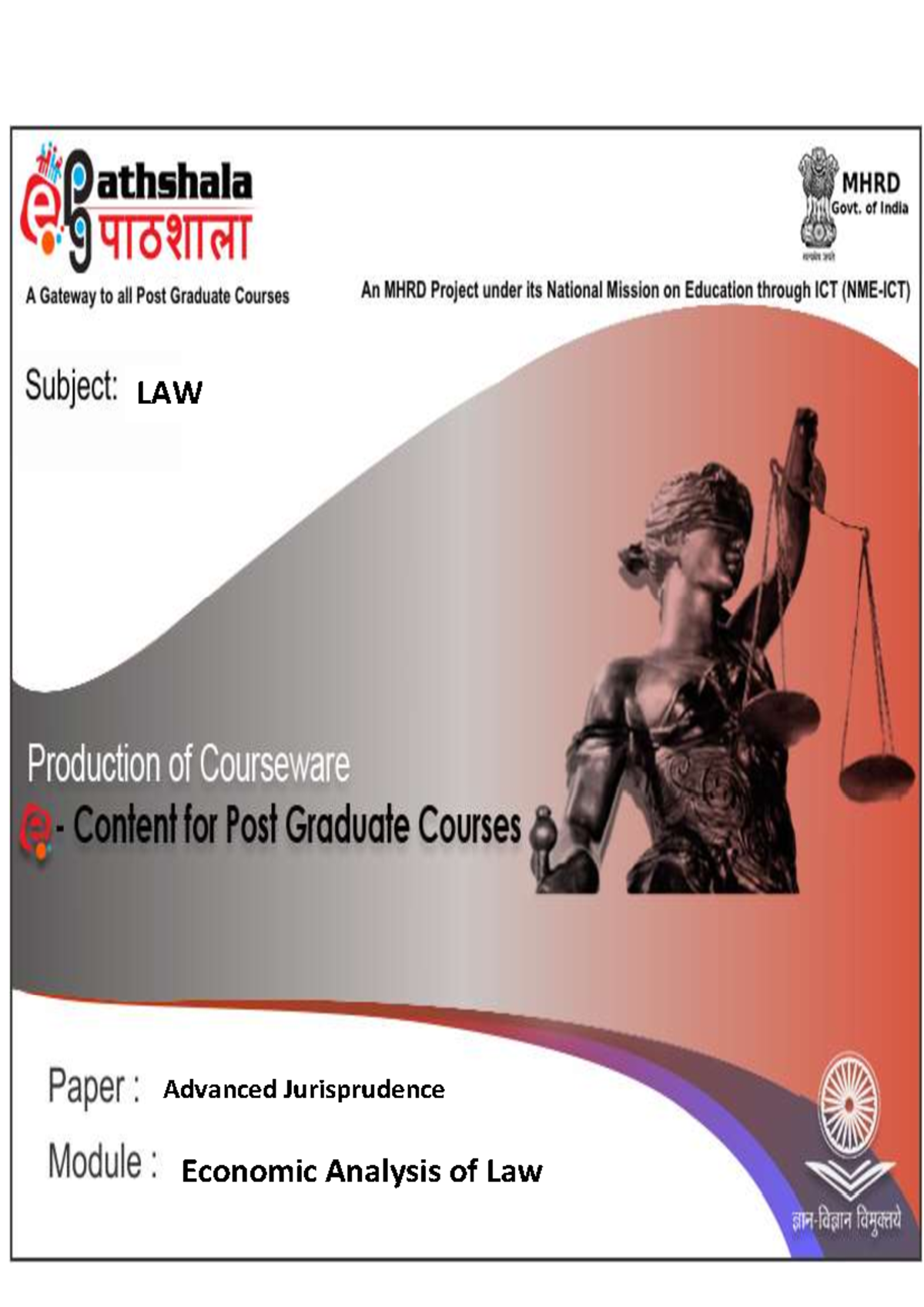 LAW Advanced Jurisprudence: Economic Analysis of Law Overview and ...