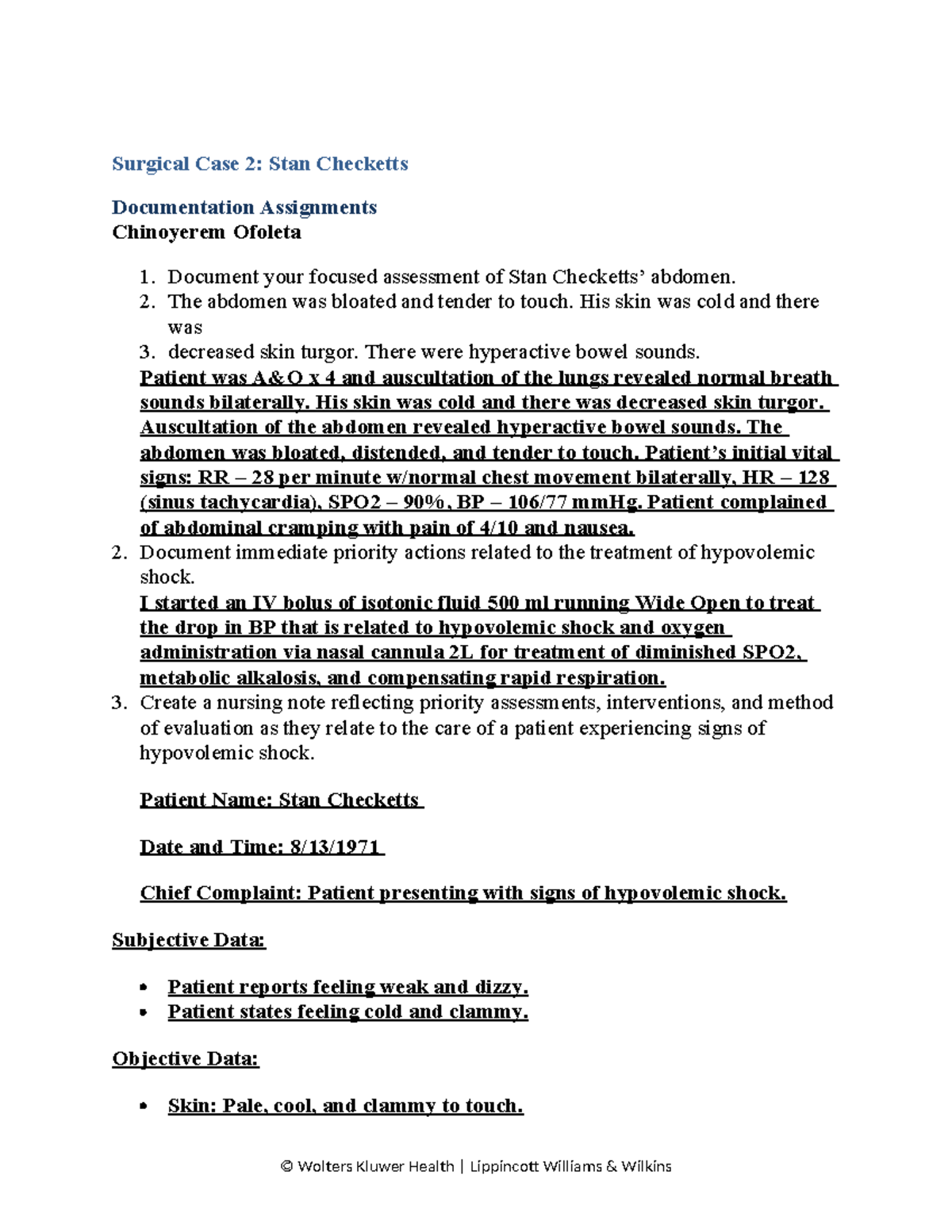 V Sim2.0 Surgical Case 02: Stan Checketts Hypovolemic Shock Assessment ...