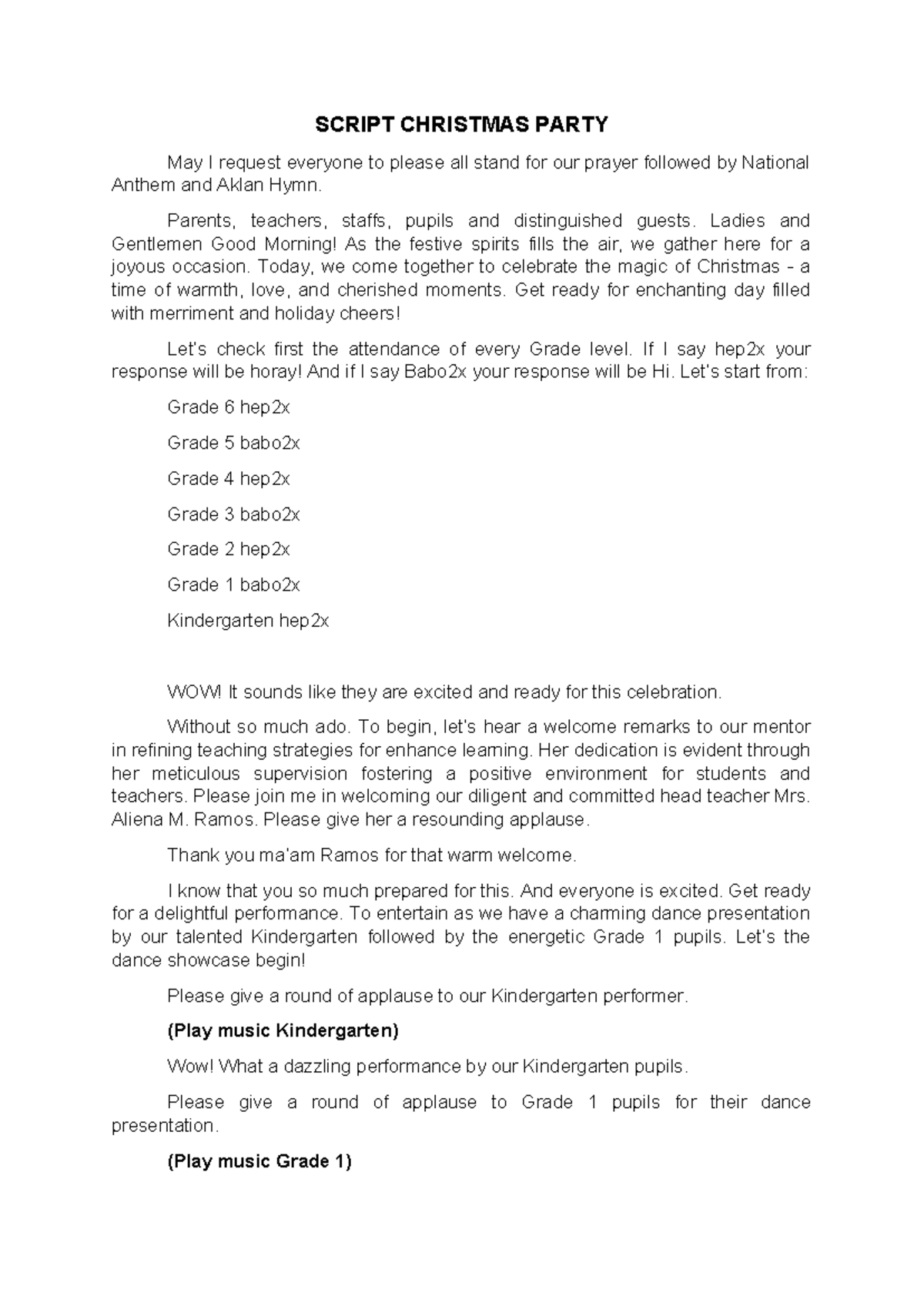Script Christmas Party final 2 - SCRIPT CHRISTMAS PARTY May I request ...