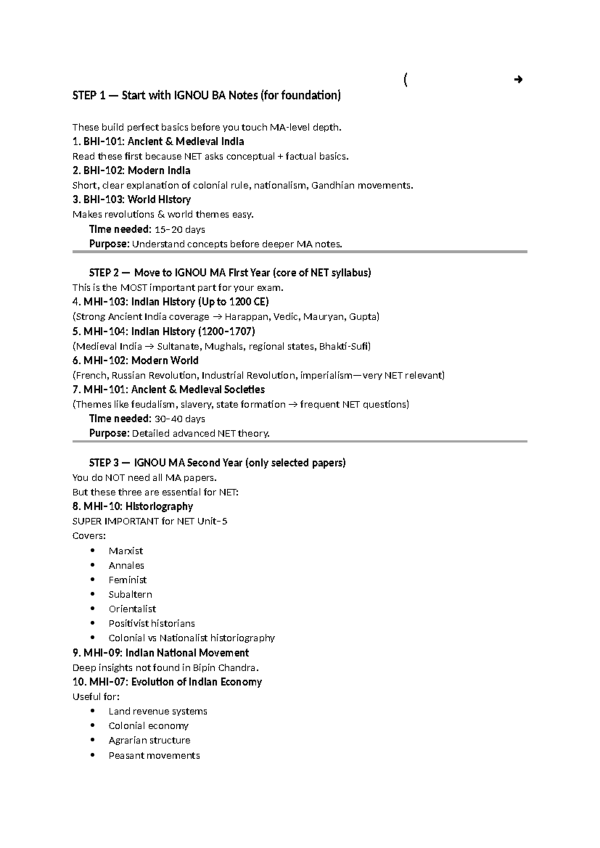 IGNOU BA & MA Reading Order for UGC NET Preparation - Studocu