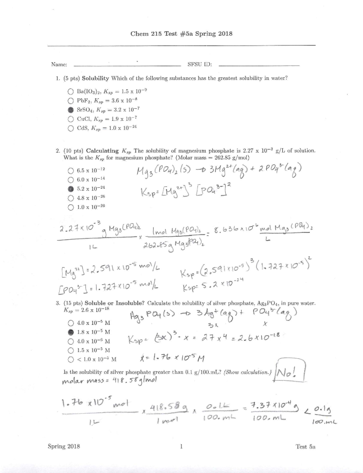 Final Exam Review Notes for Course Code ABC123 - Chem 215 Test Spring ...