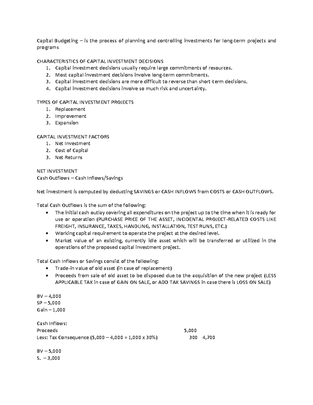 ACC 222 - Comprehensive Guide to Capital Budgeting Techniques - Studocu