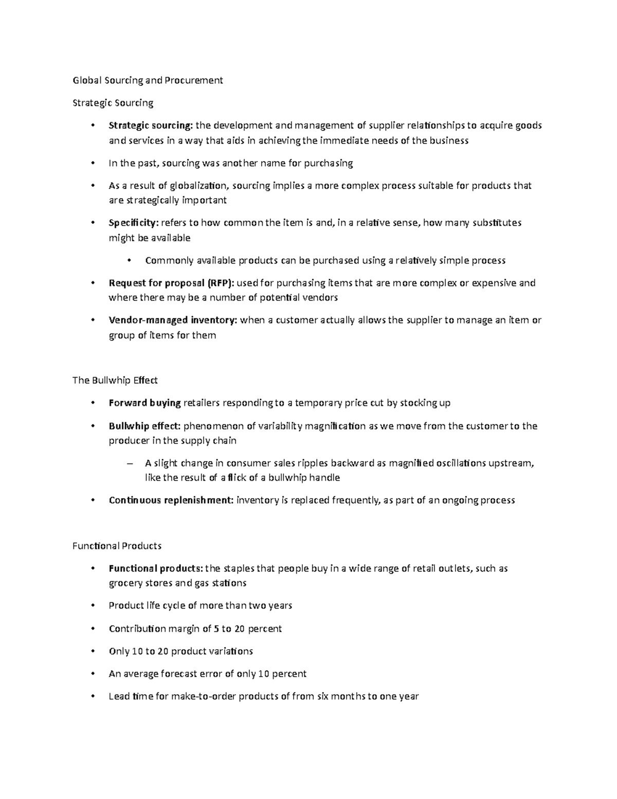 Lecture Notes 16 - Global Sourcing and Procurement Strategic Sourcing ...