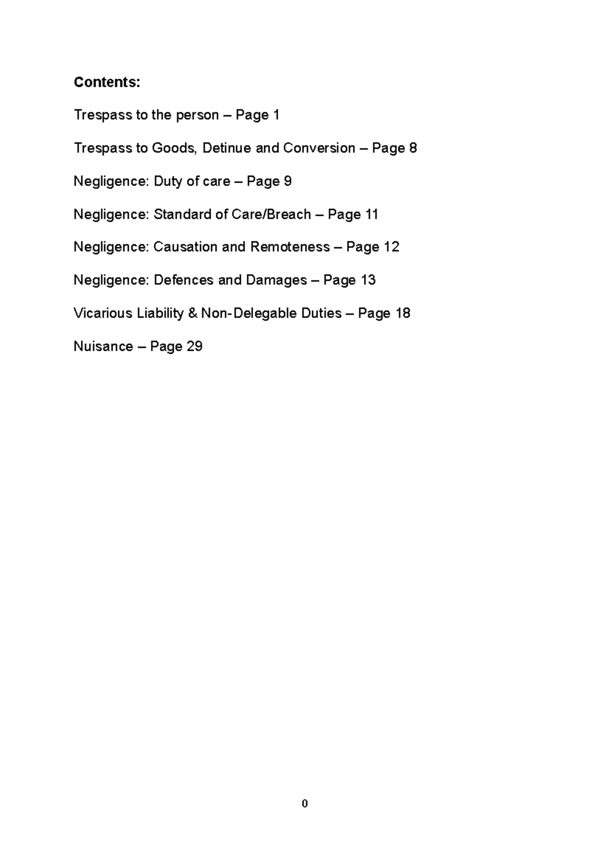 Tort Law Exam Notes - 2023 Student Notes for Sem 1 Study Guide - Studocu