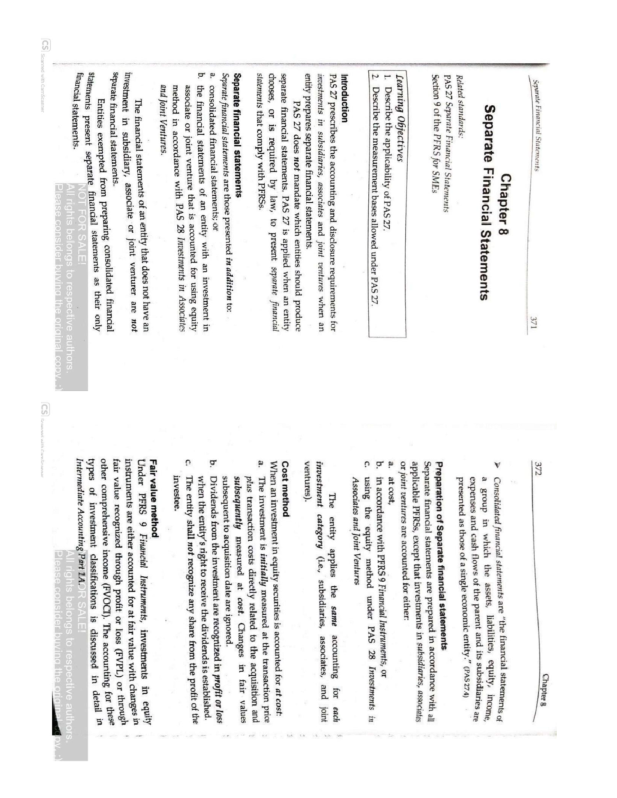 CHA 8 - Lecture Notes on Separate Financial Statements and PAS 27 - Studocu
