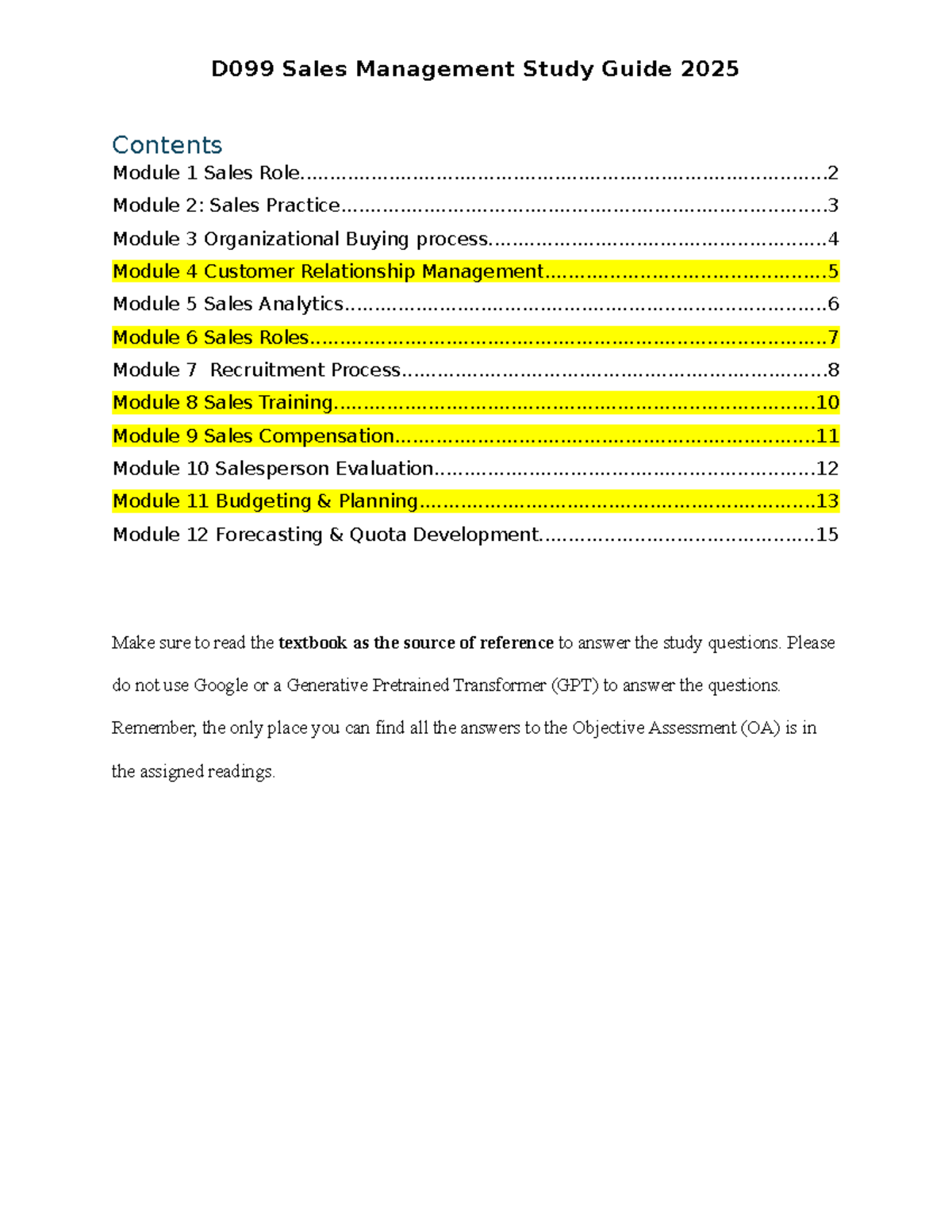 D099 Sales Management Comprehensive Study Guide 2025 - Studocu