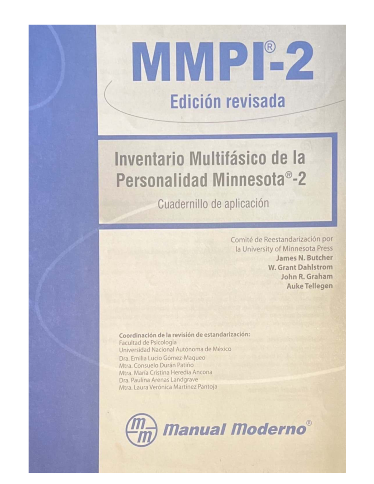 MMPI-2 Cuadernillo de Aplicación y Hoja de Respuestas Revisada - Document Preview