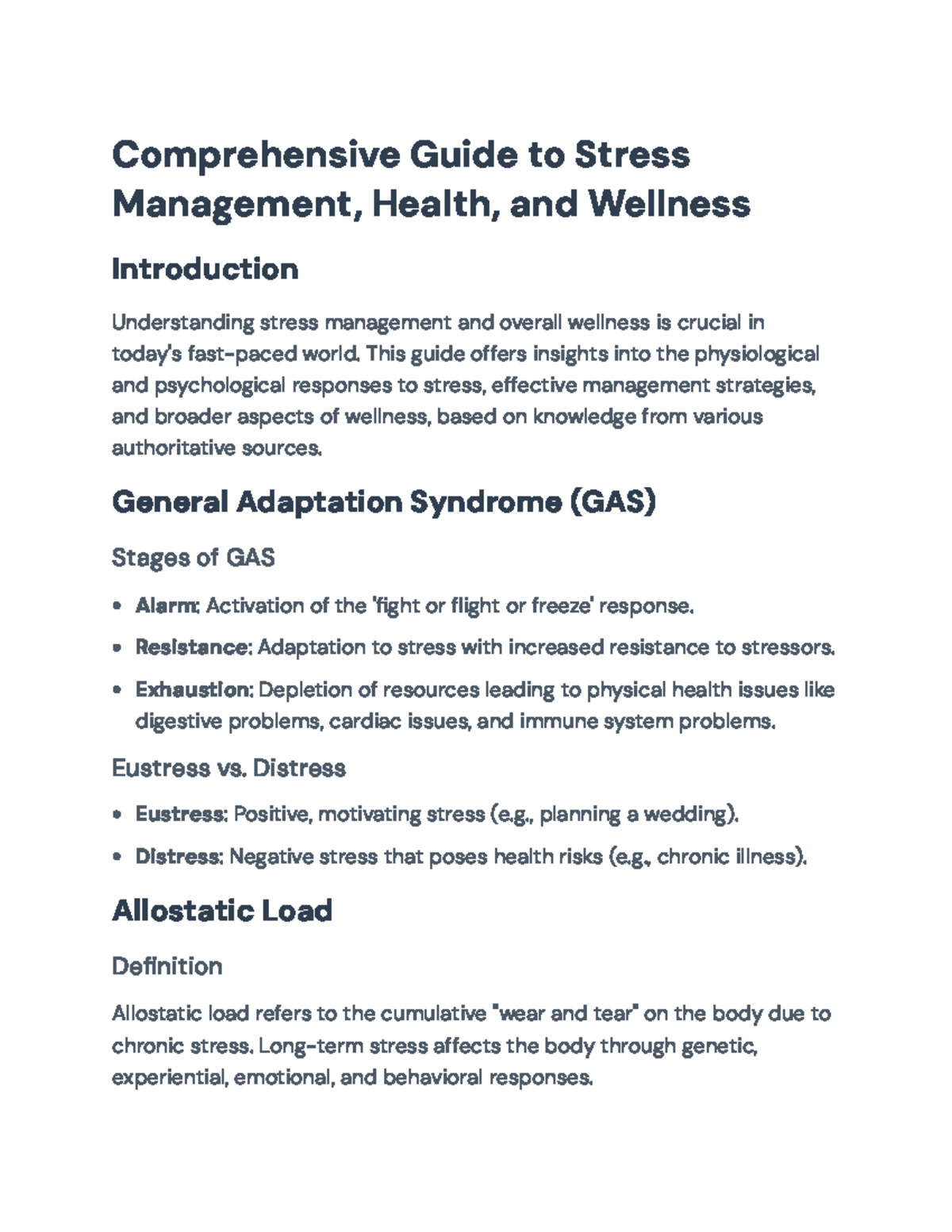 Comprehensive Guide to Stress Management and Wellness Strategies ...