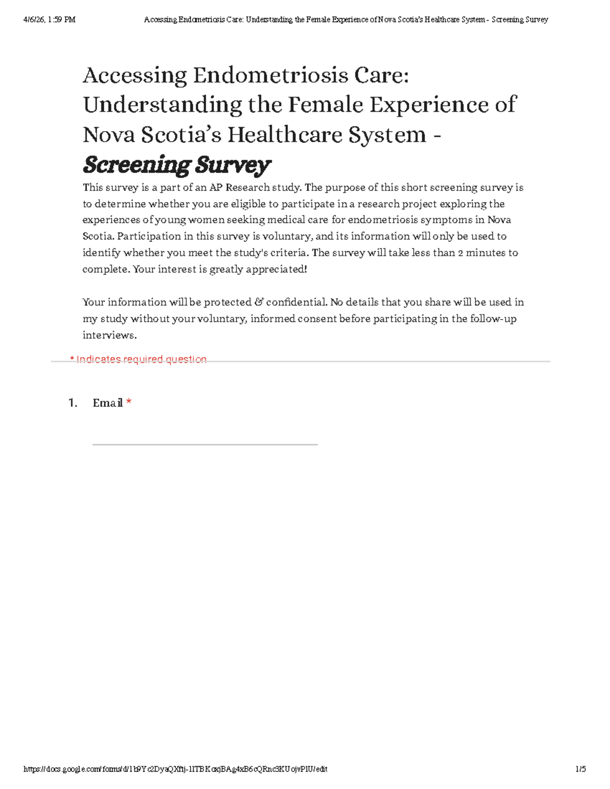 AP Research: Screening Survey on Endometriosis Care Experiences - Studocu