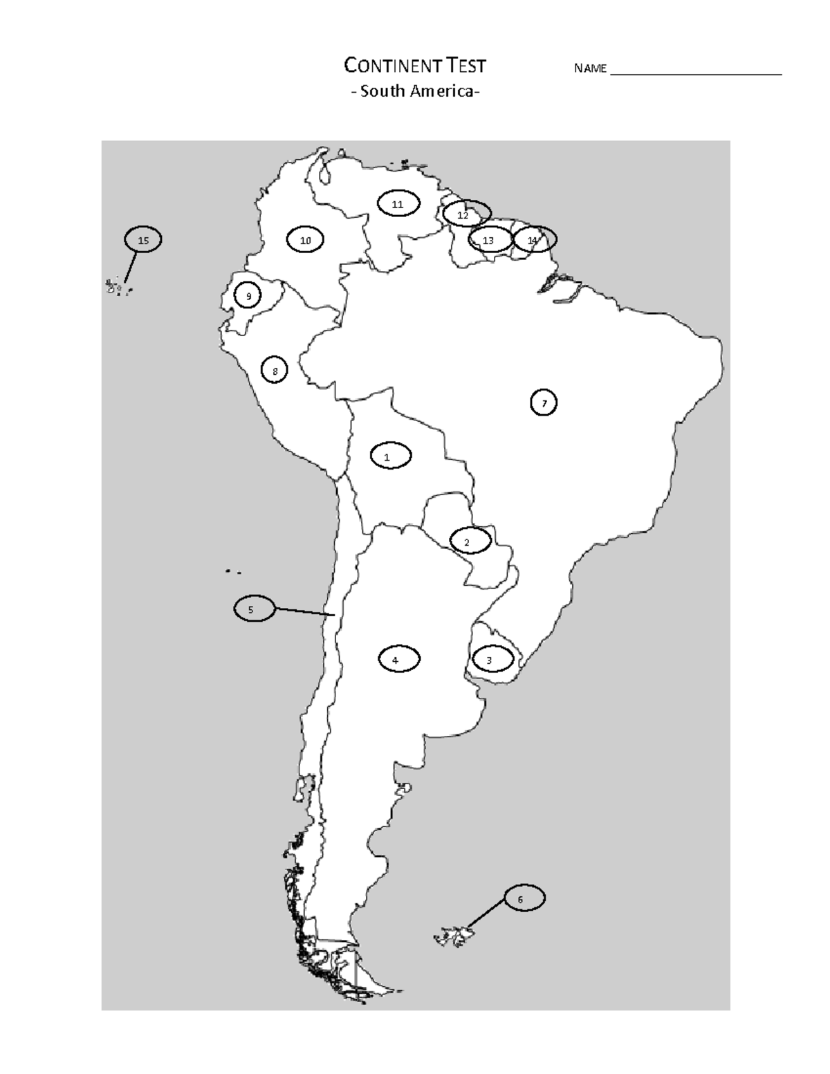 Mapquiz - test - CONTINENT TEST NAME _______________________ - South ...