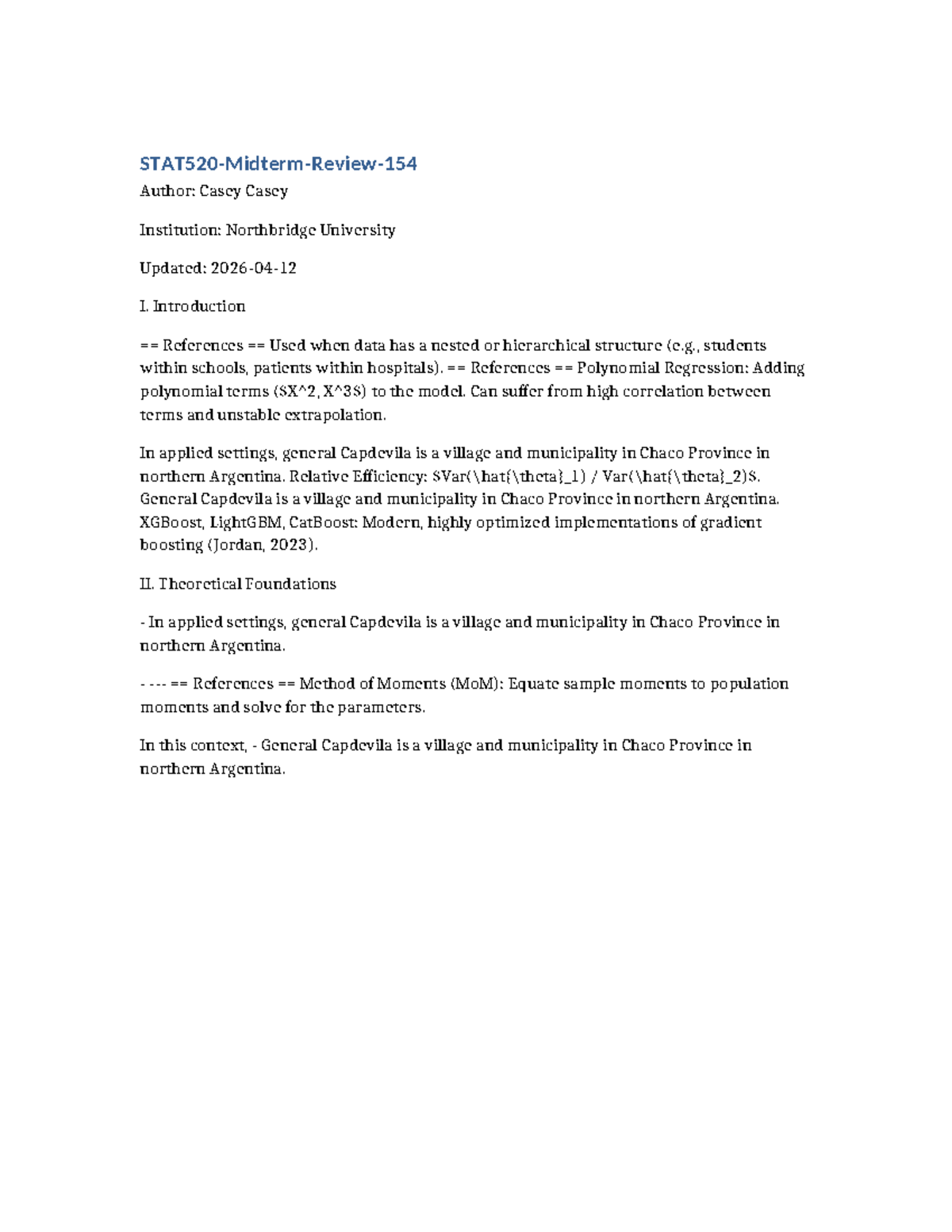 STAT520 Midterm Review: Key Concepts in Mathematical Statistics - Studocu