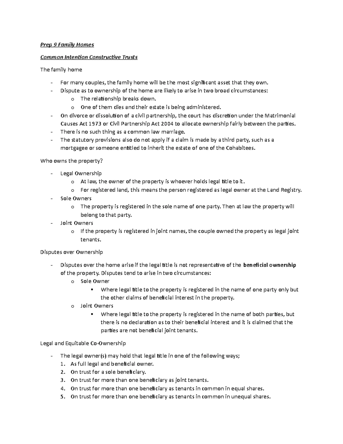 Trusts and Land Law Assessment - Key Insights for Jan 2025 - Studocu
