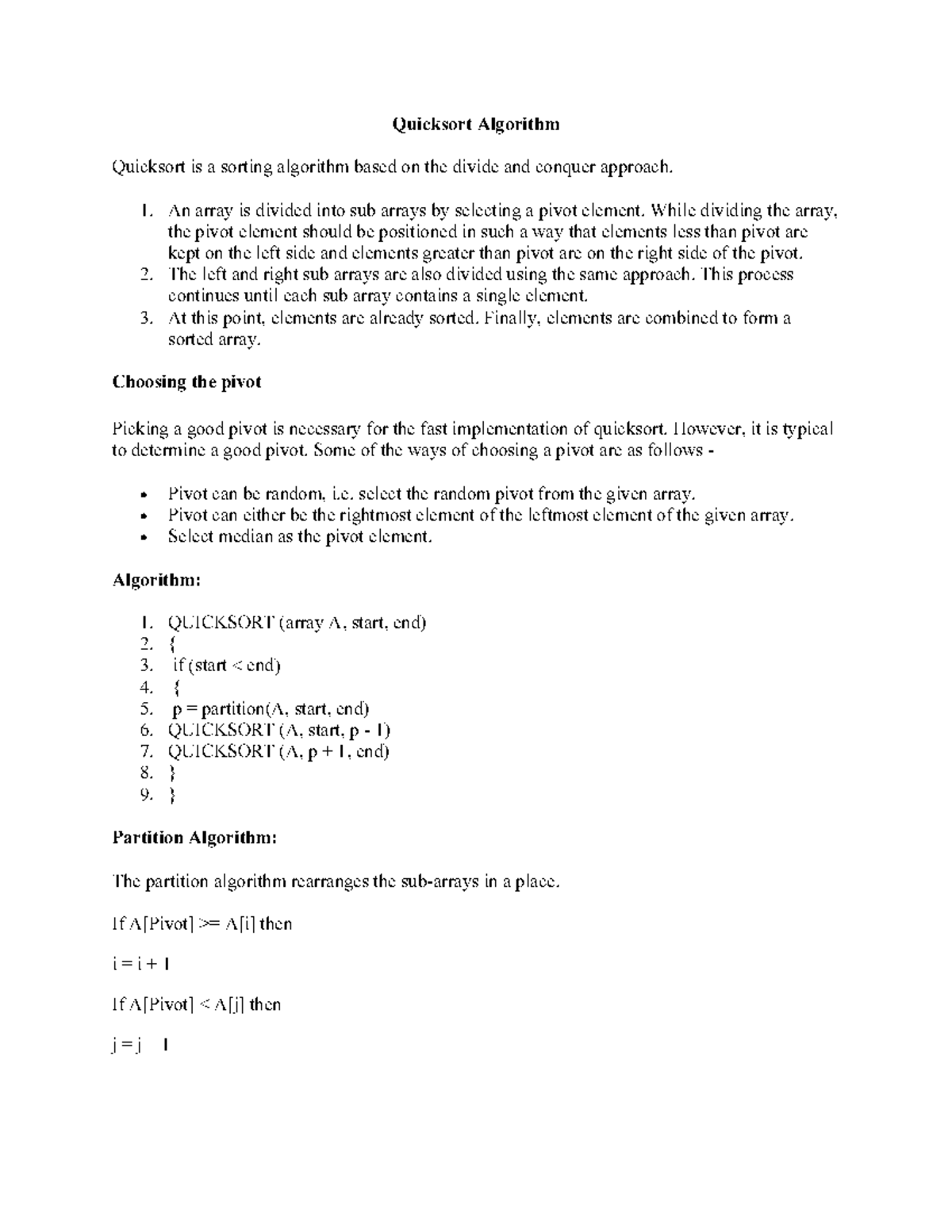 Alg Unit 3 Quicksort And Merge Sort Algorithms Explained Studocu